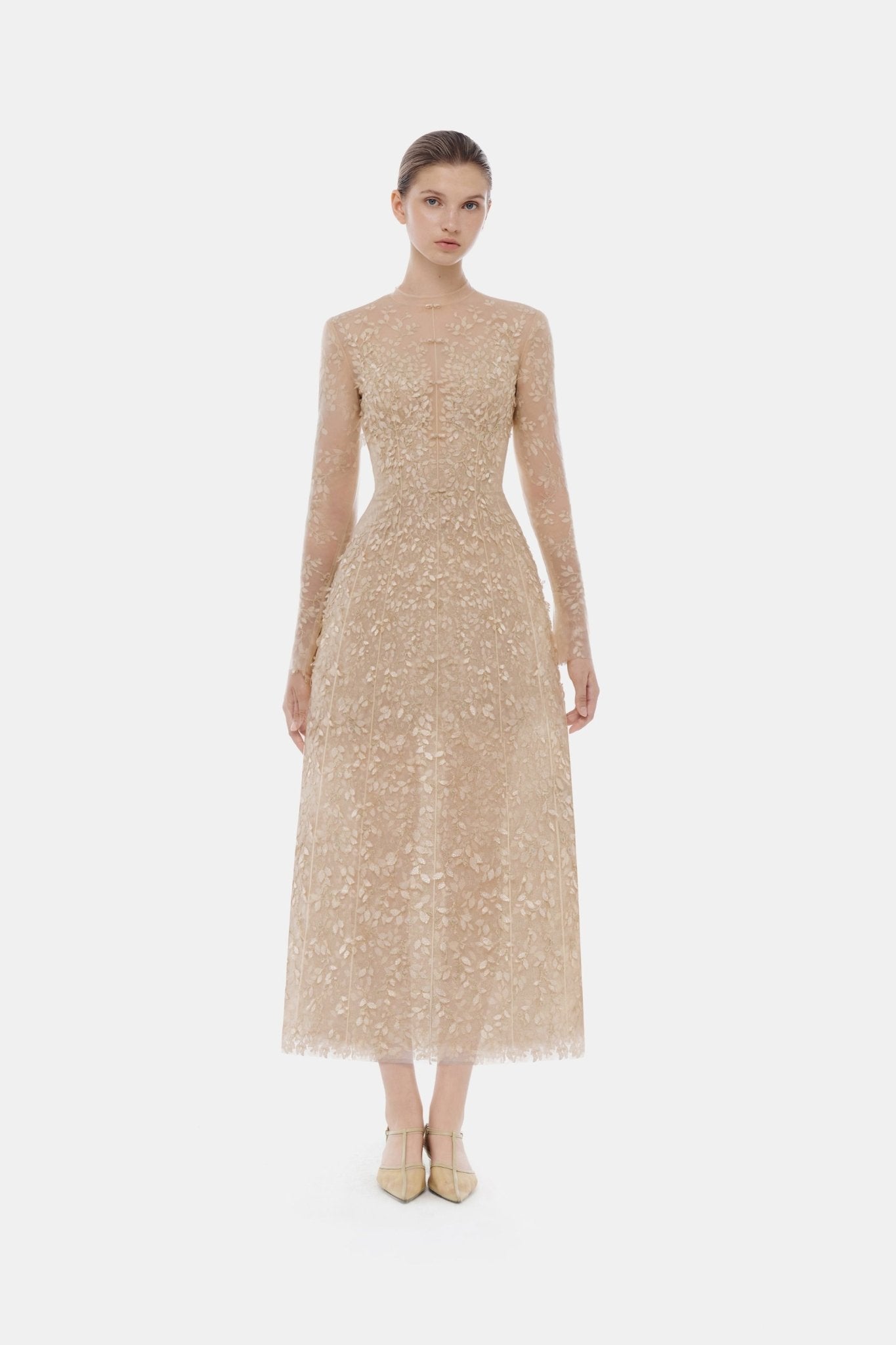 Pastel Mockneck Long Sleeve Midi Dress - Montsand