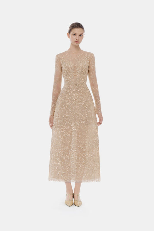 Pastel Mockneck Long Sleeve Midi Dress - Montsand