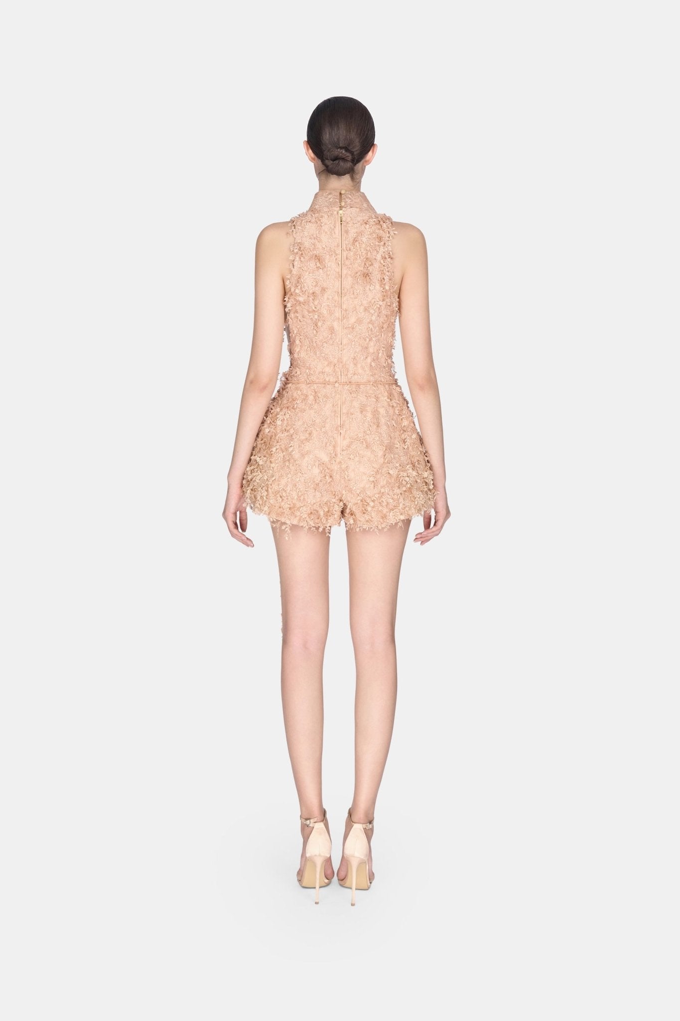 Peach Beaded Lace Jumpsuit - Montsand