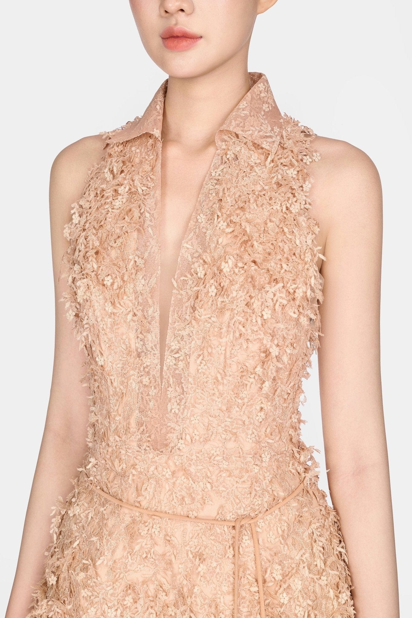 Peach Beaded Lace Jumpsuit - Montsand