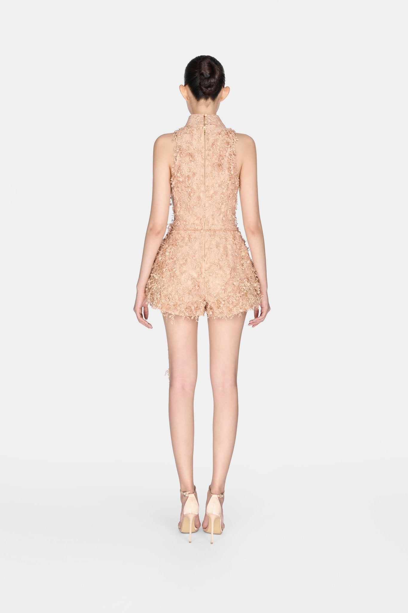 Peach Beaded Lace Jumpsuit - Montsand