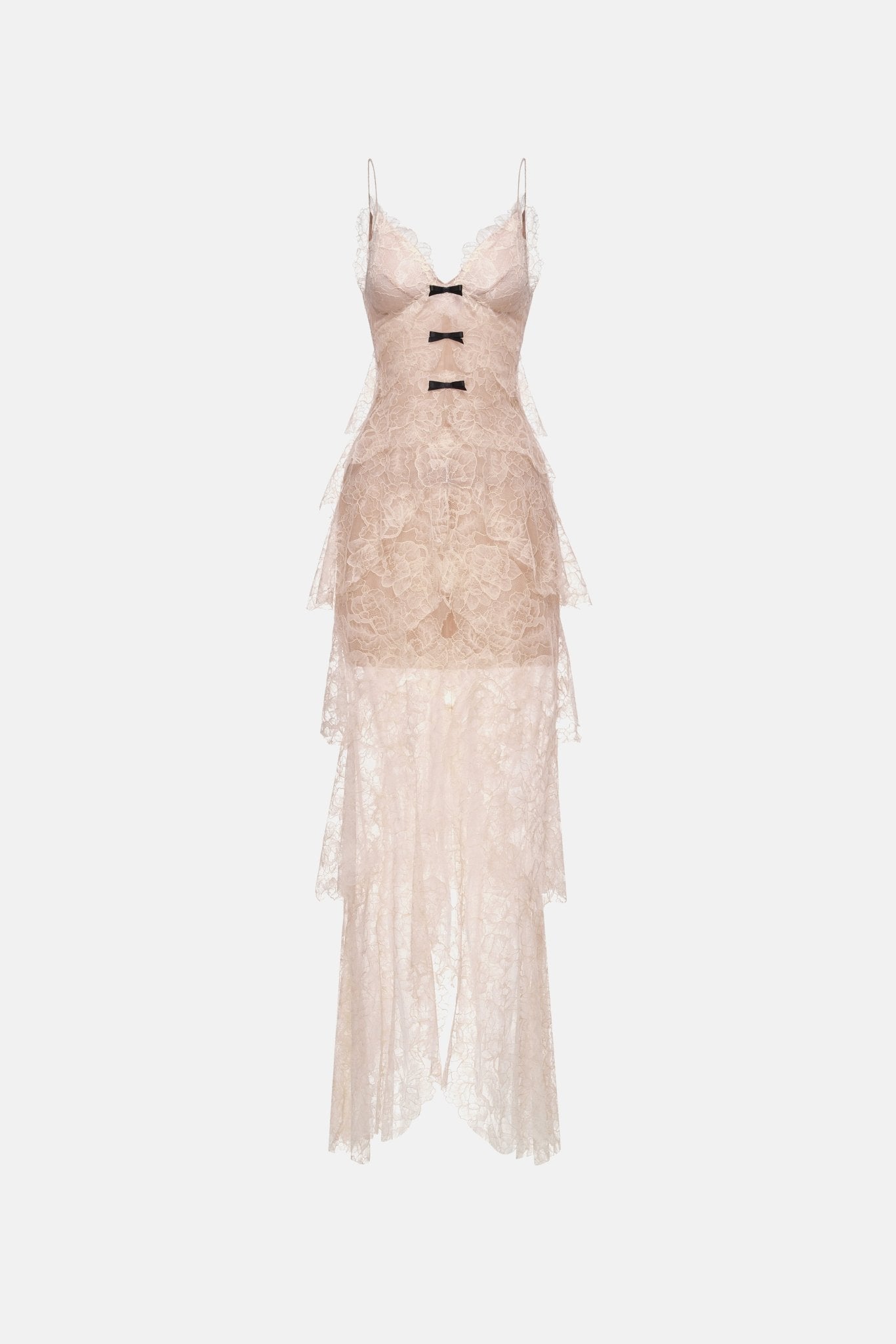 Peach Floral Bow Vneck Maxi Dress - Montsand