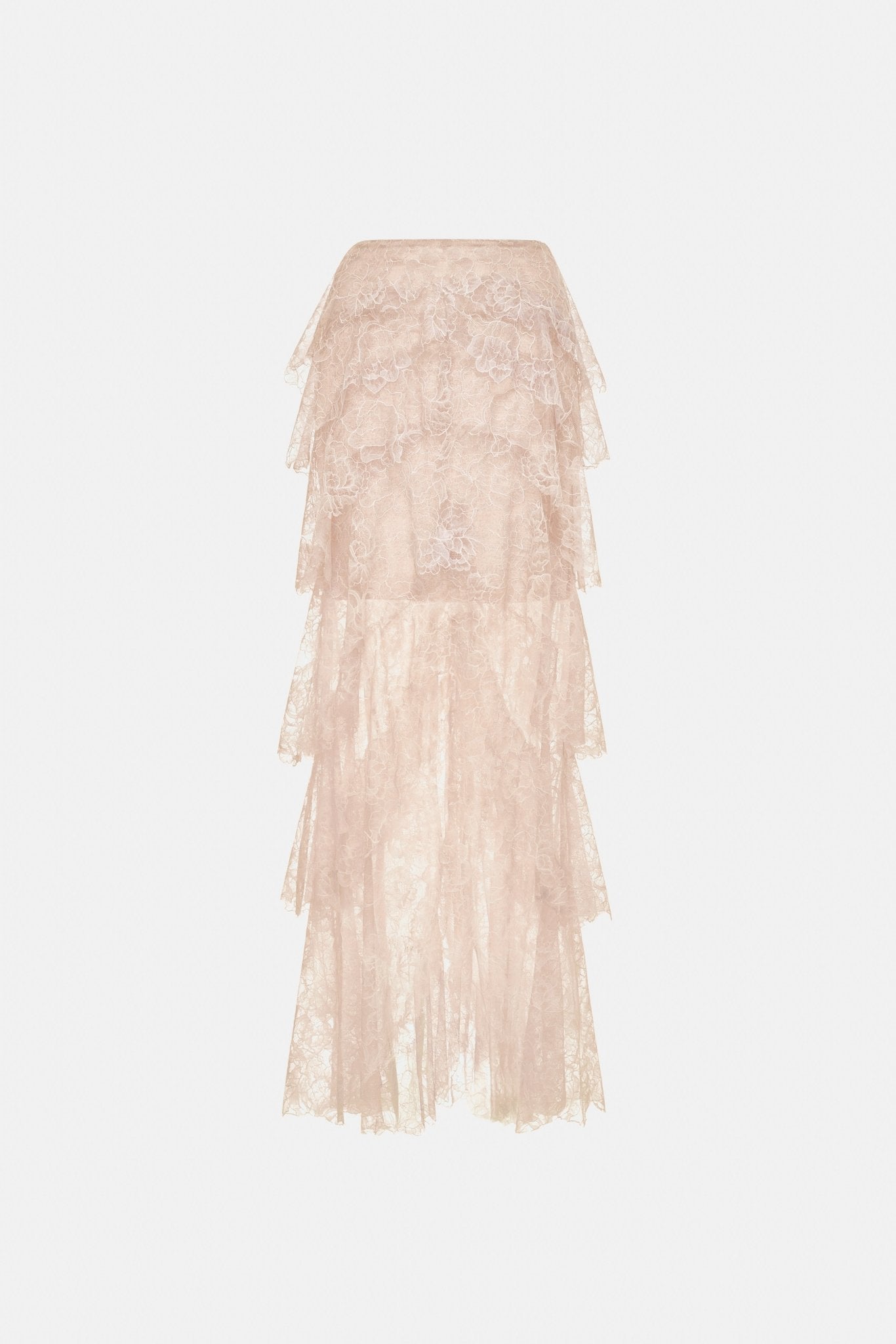 Peach Floral High-Low Maxi Skirt - Montsand