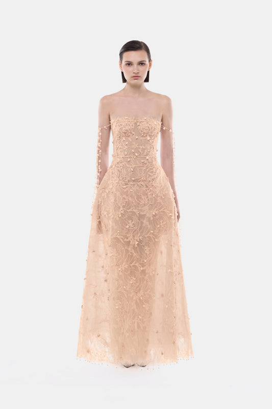 Peach Floral String Maxi Dress - Montsand