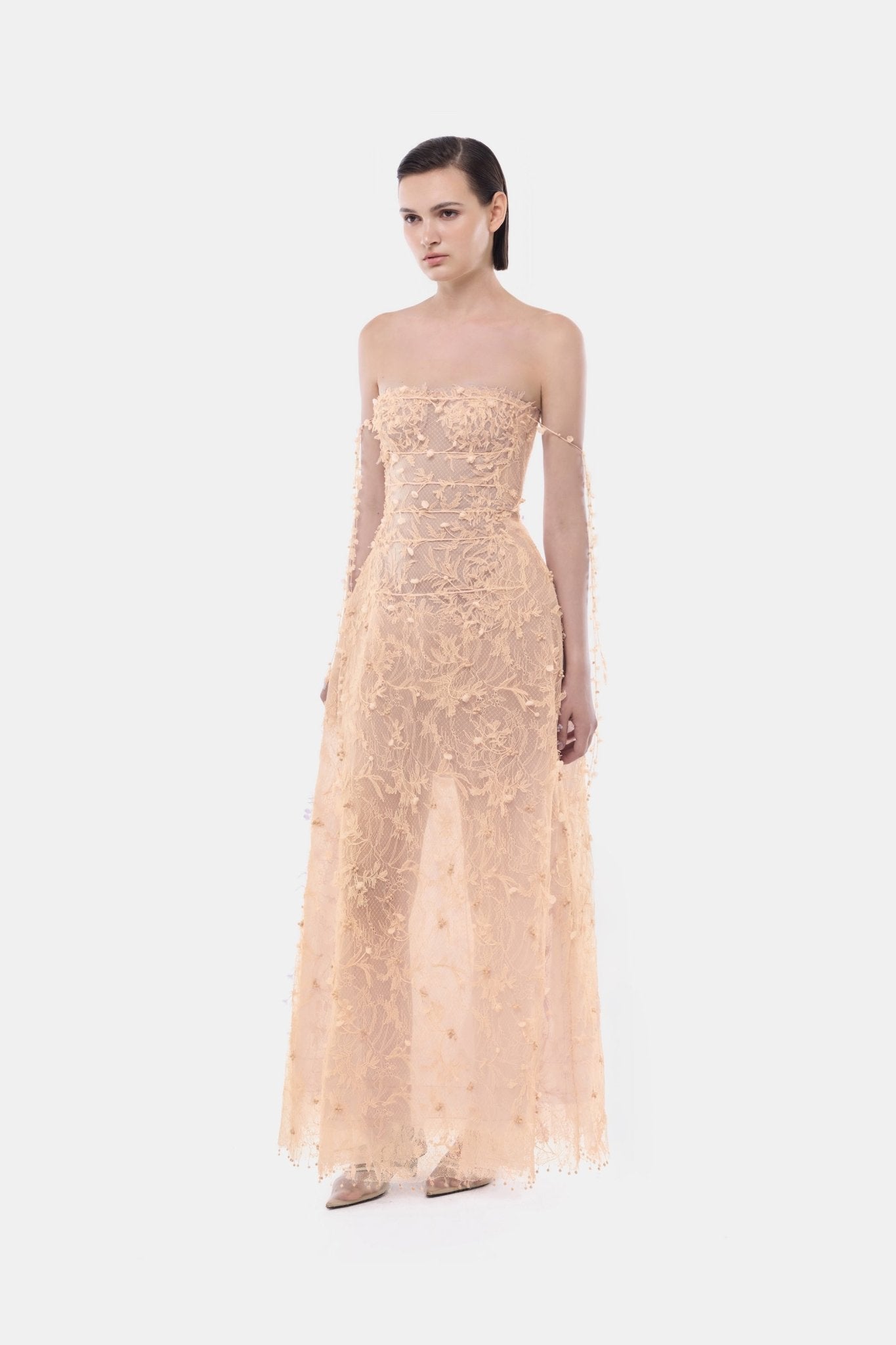Peach Floral String Maxi Dress - Montsand