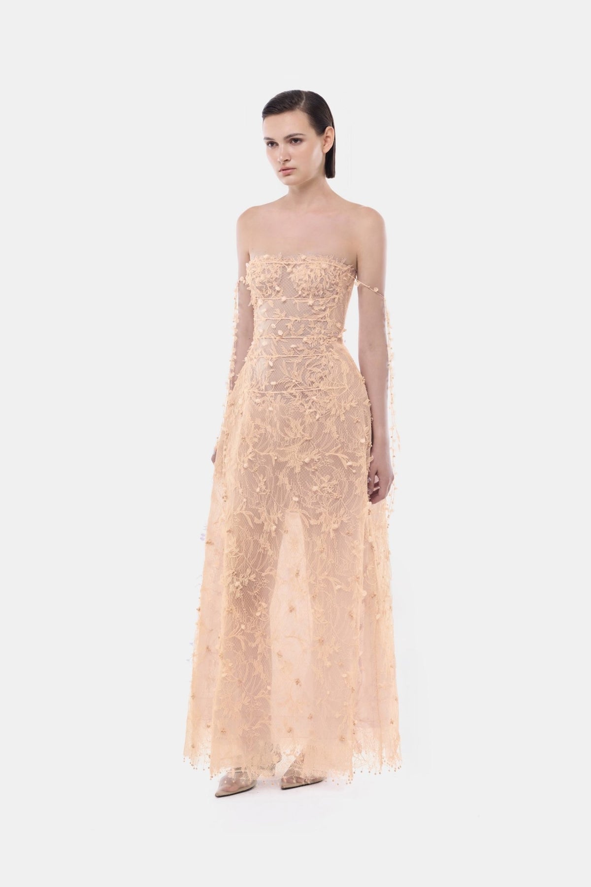 Peach Floral String Maxi Dress - Montsand