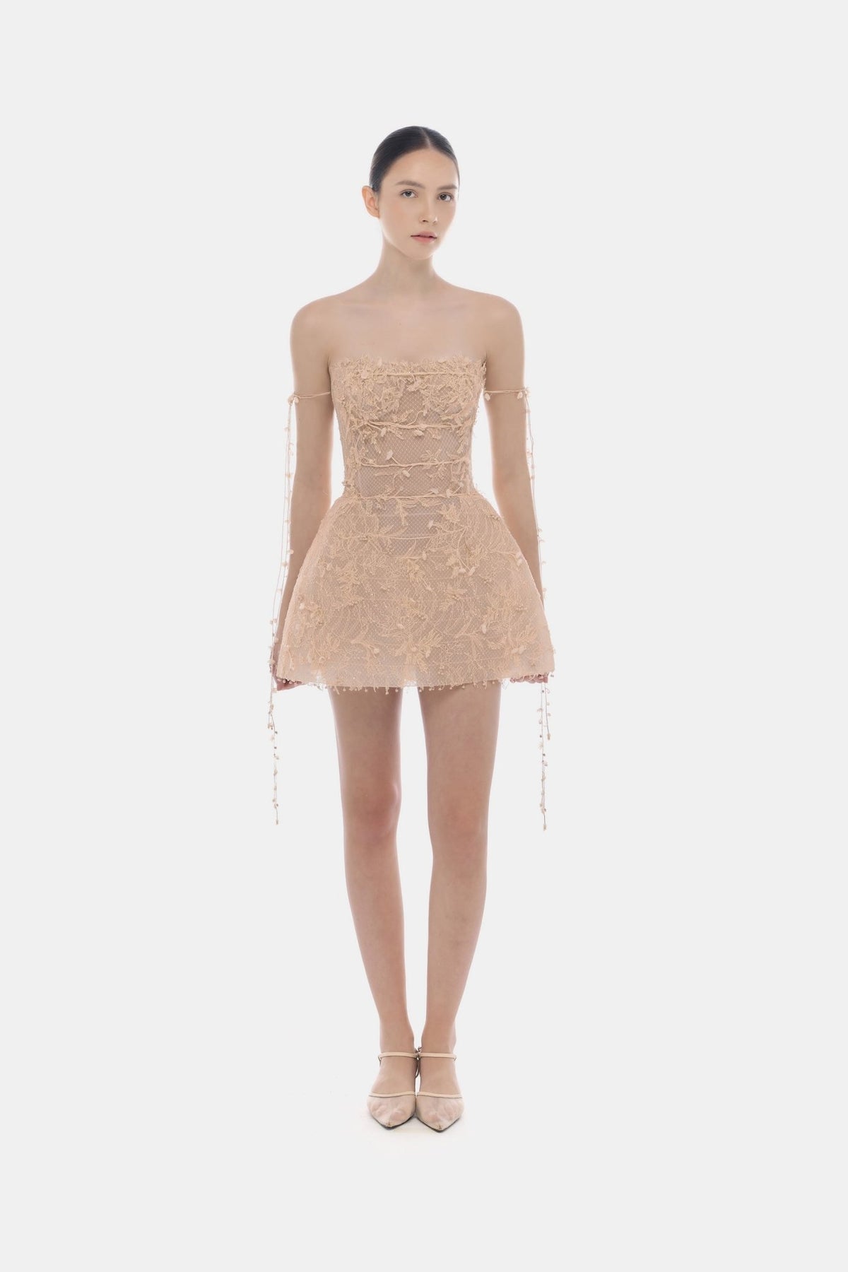 Peach Floral String Mini Dress. - Montsand