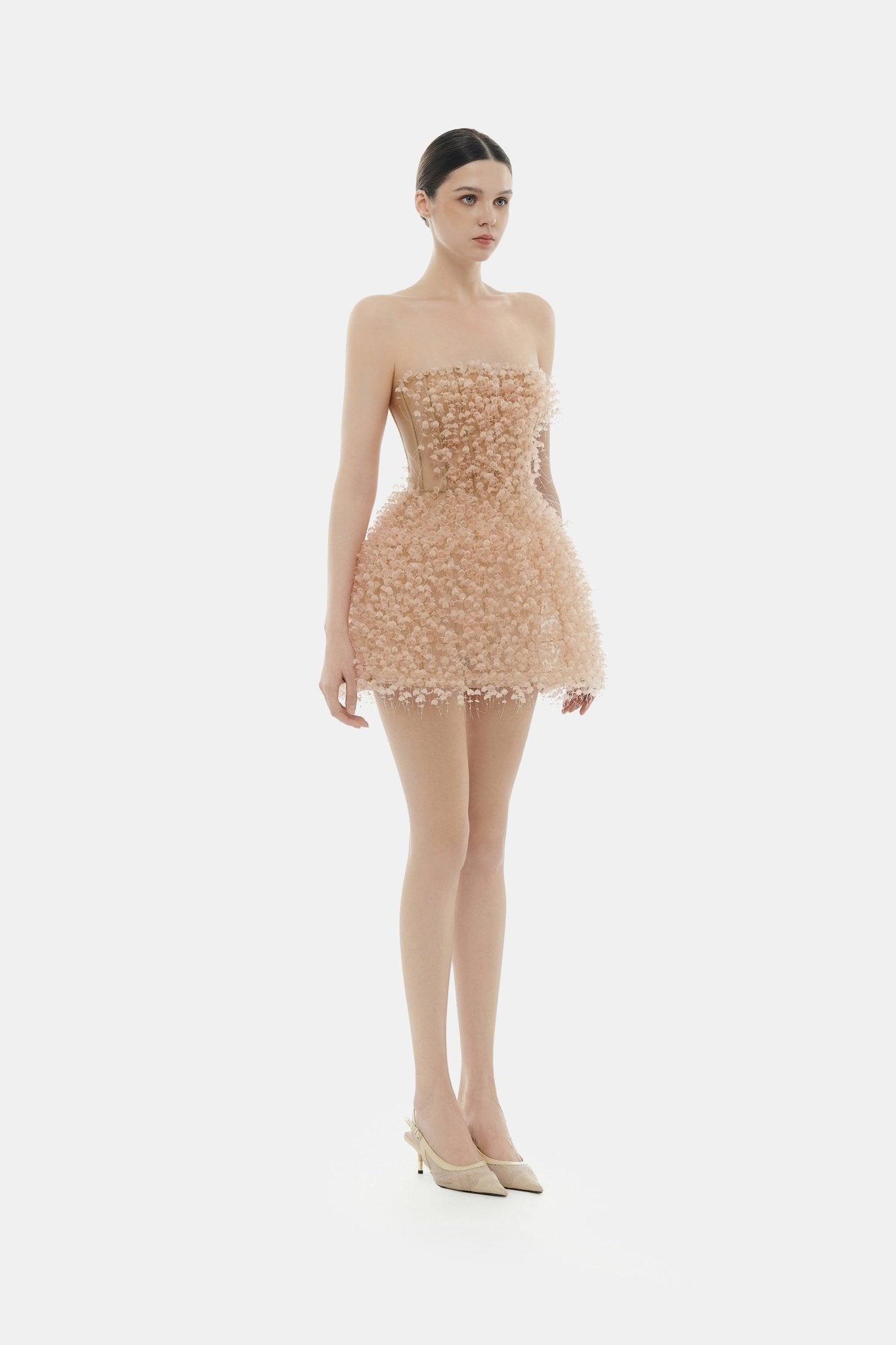 Peach Flowers Mini Dress - Montsand