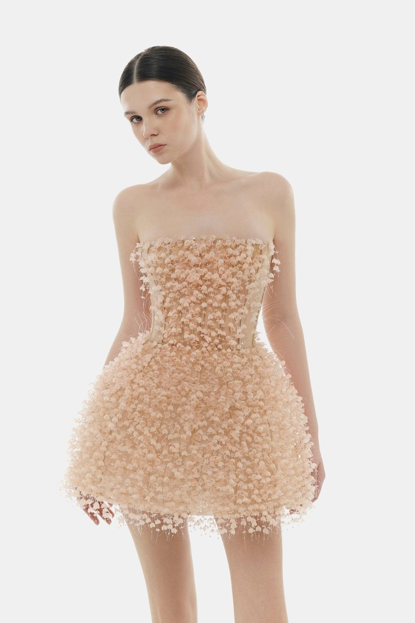 Peach Flowers Mini Dress - Montsand