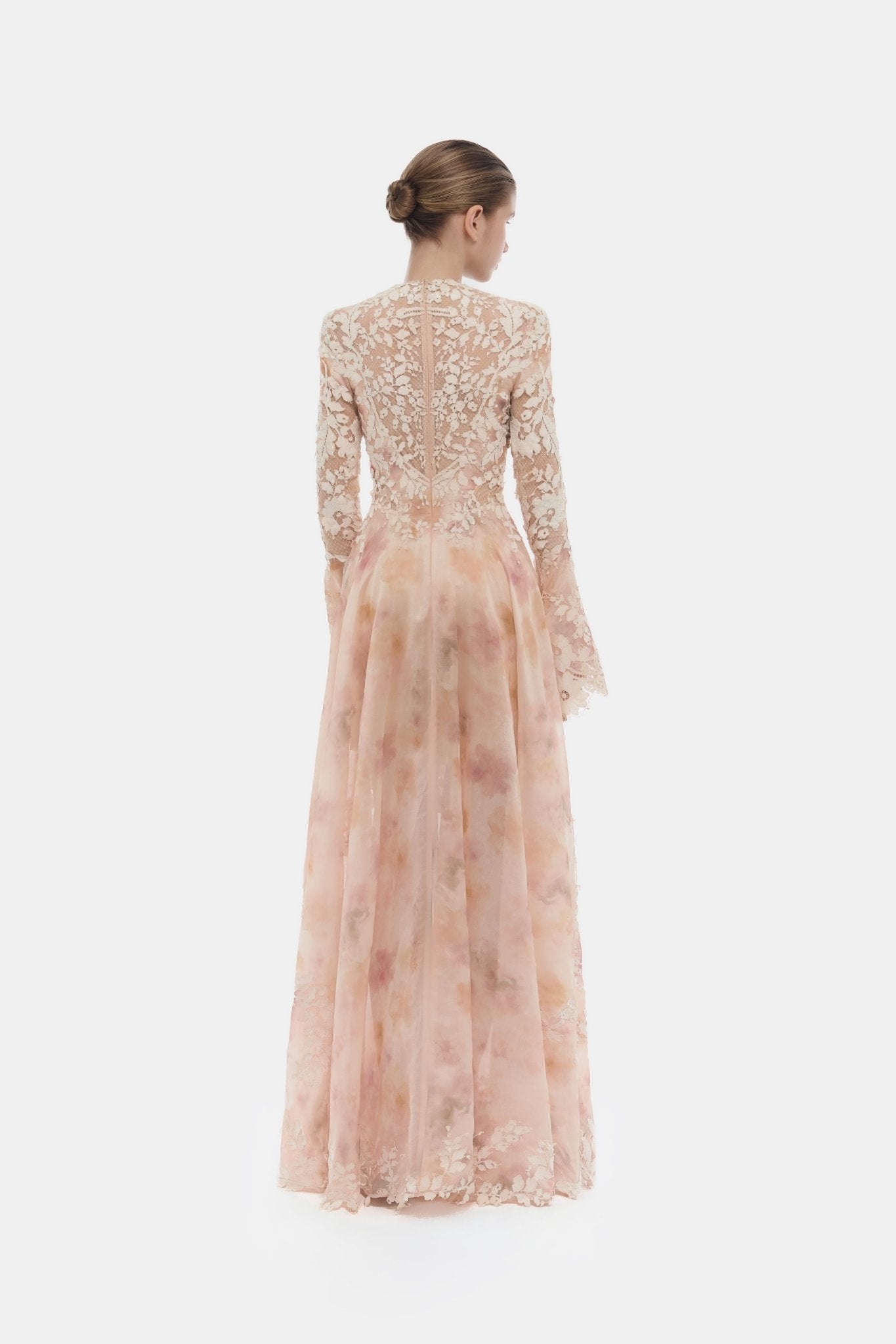 Peach Lace Appliqué Maxi Dress - Montsand