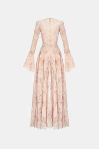 Peach Lace Appliqué Maxi Dress - Montsand