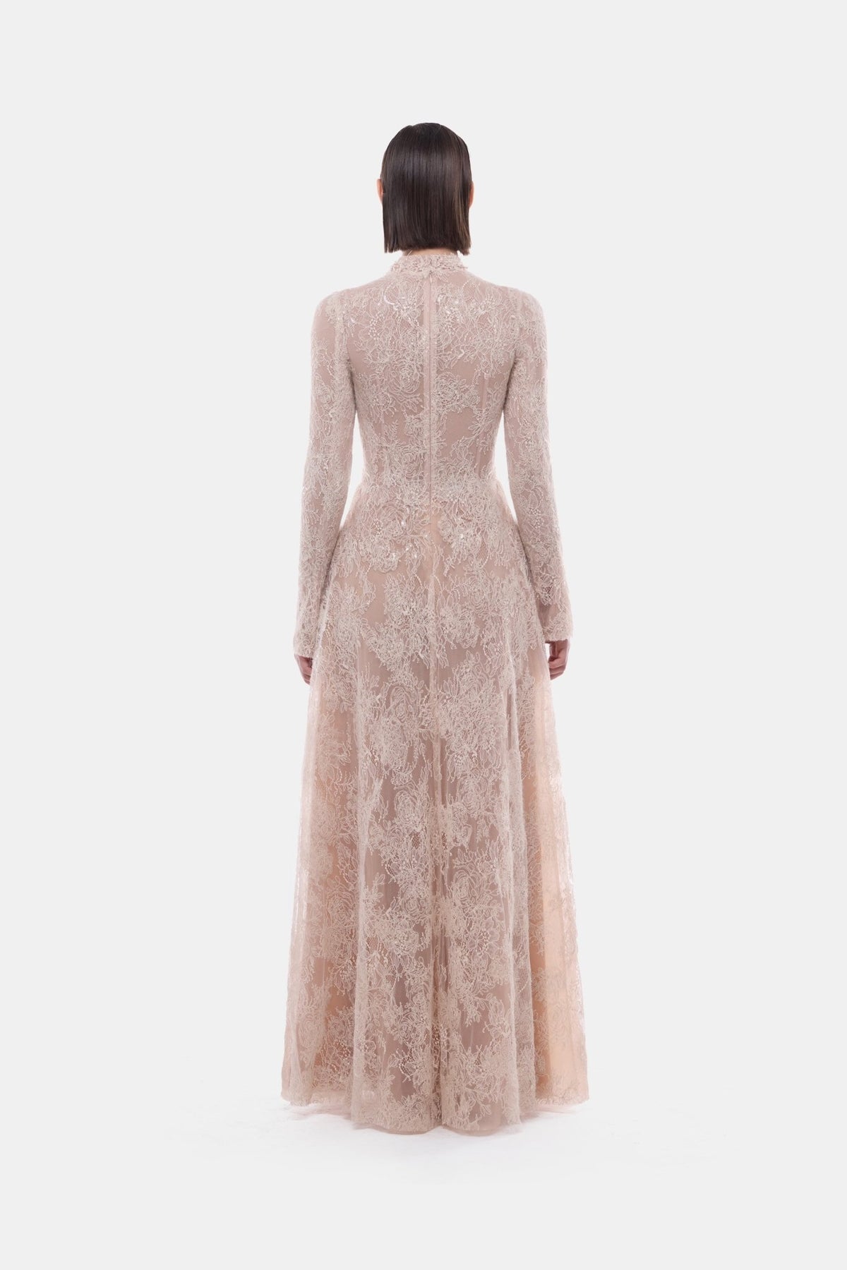 Peach Lace Botton Front Dress - Montsand