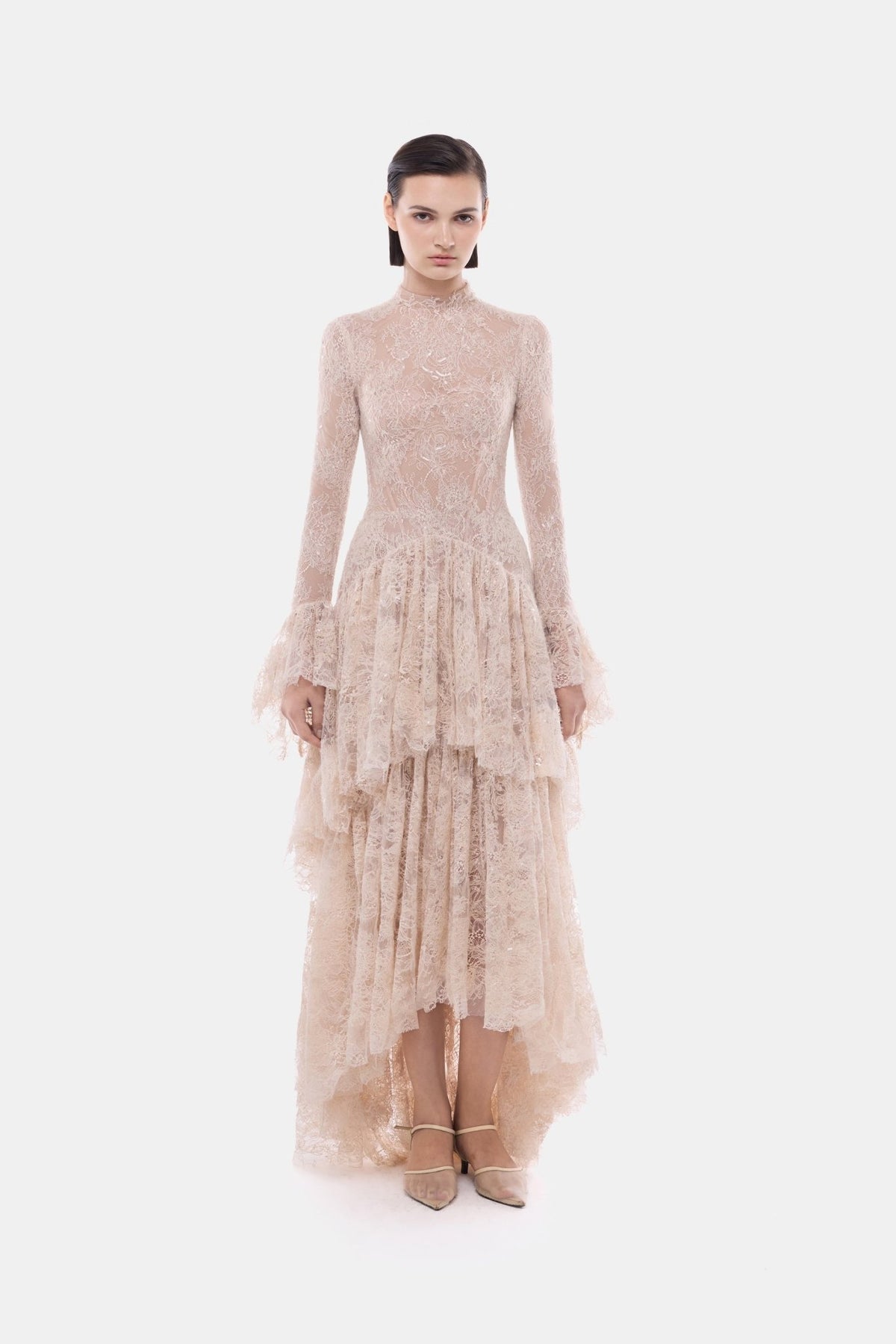 Peach Lace Mullet Dress - Montsand