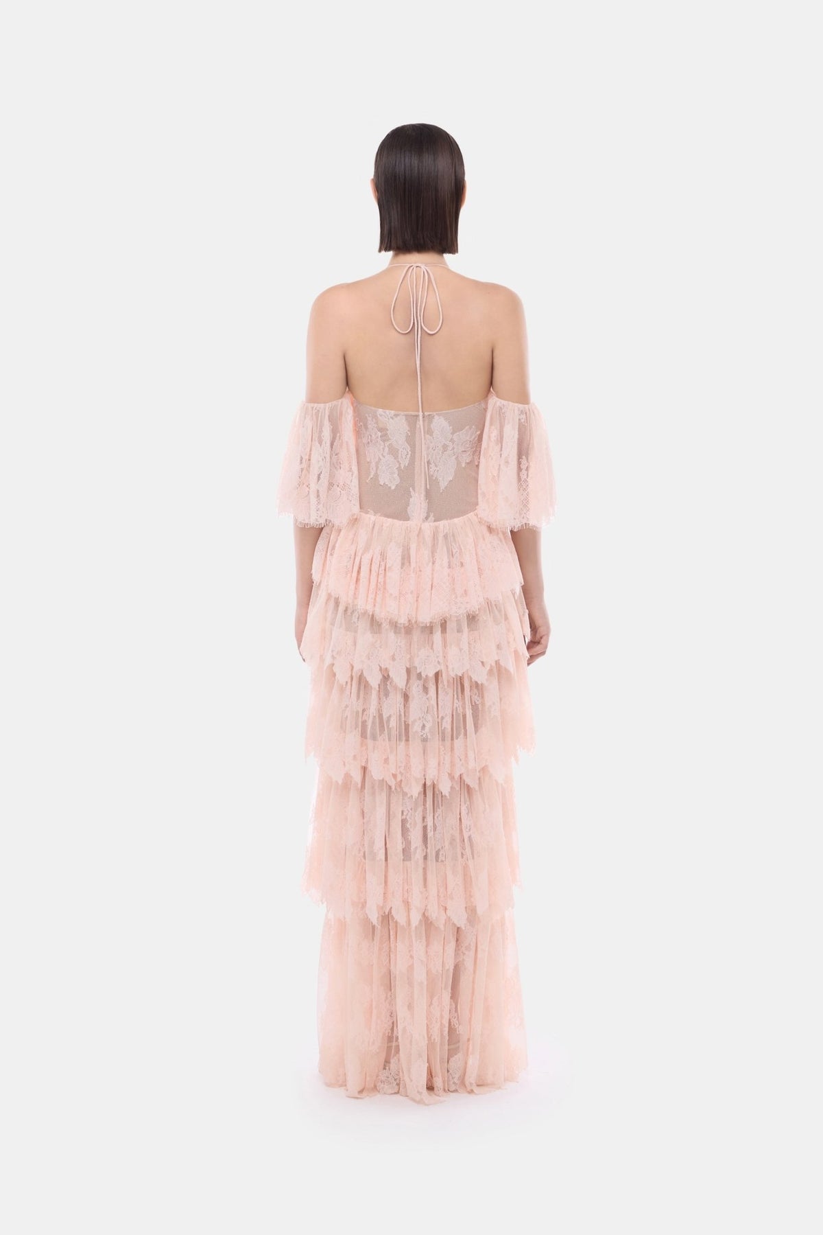Peach Ruffled Halter Dress - Montsand