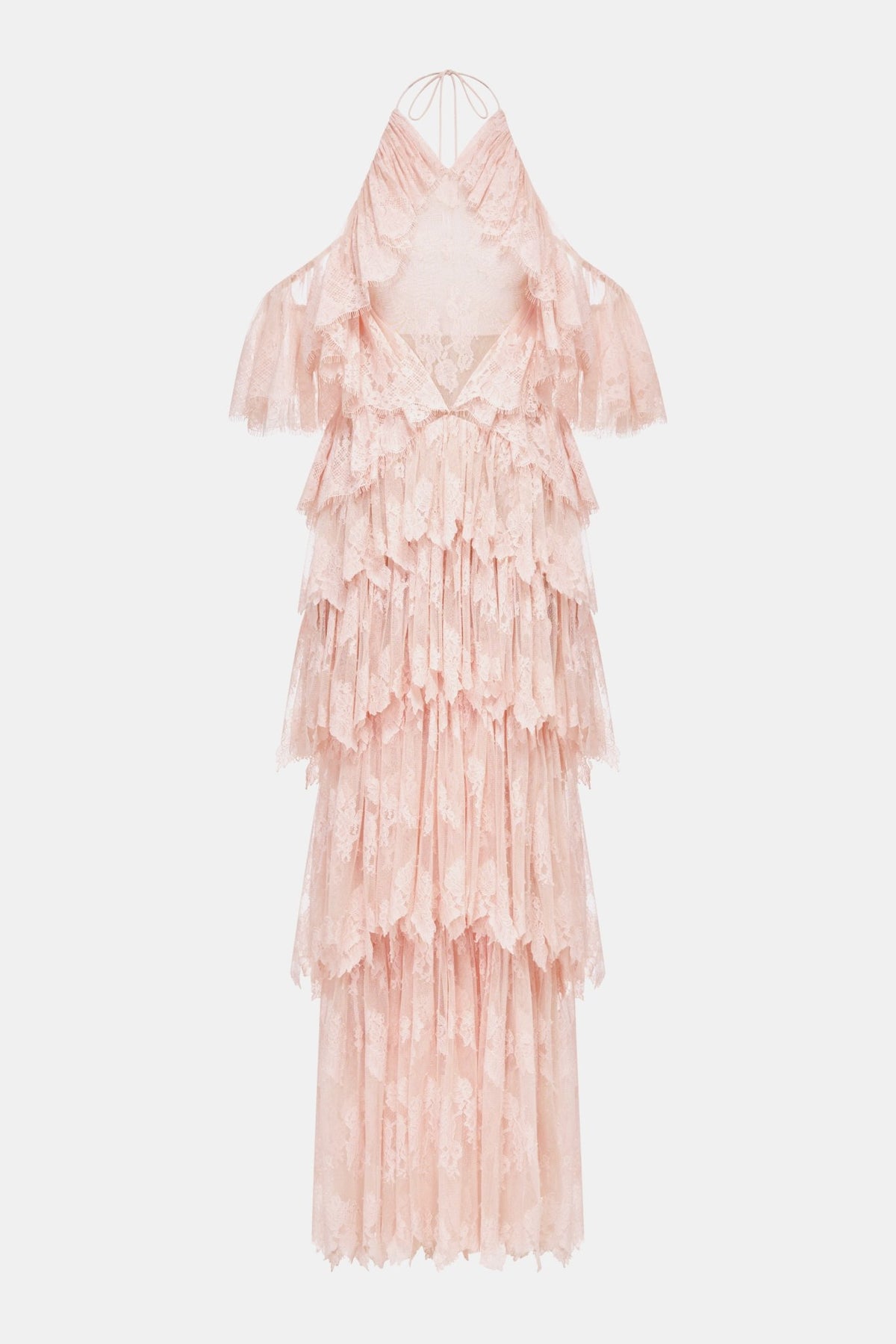 Peach Ruffled Halter Dress - Montsand