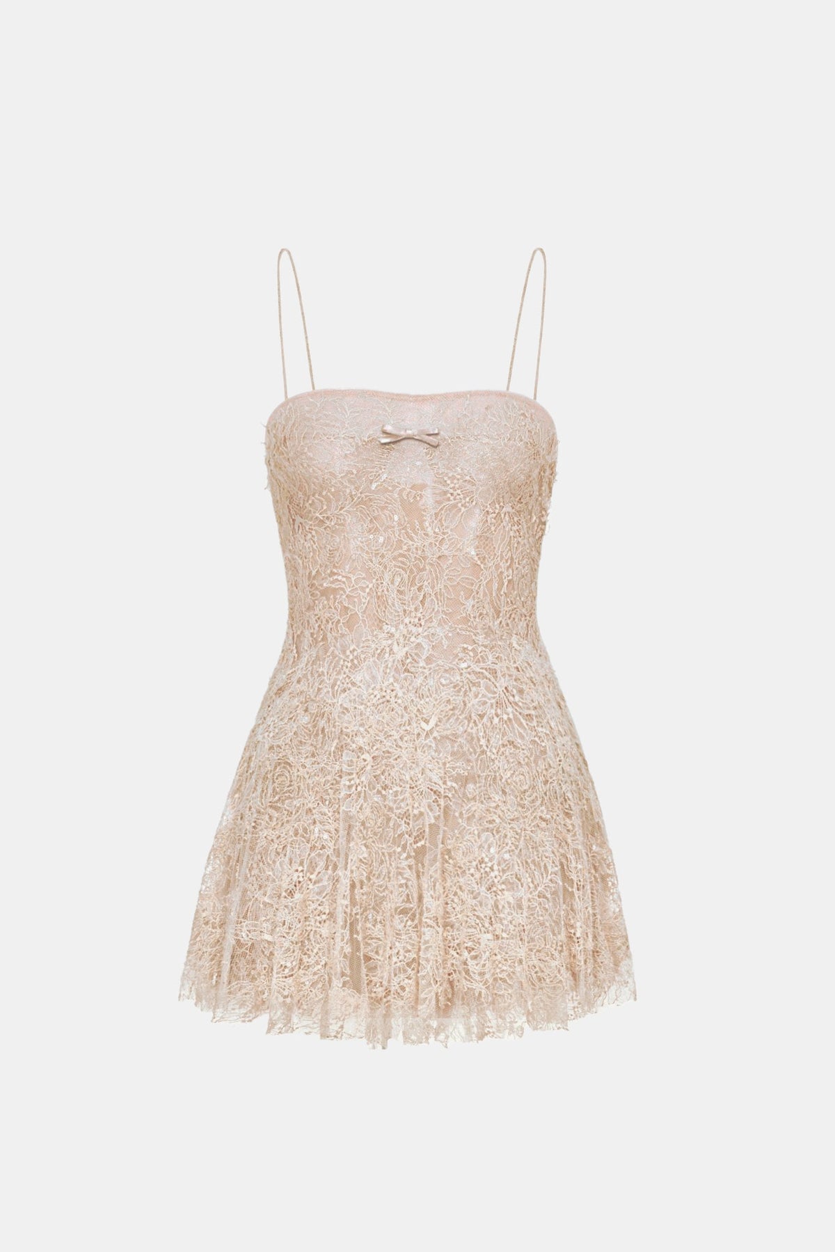 Peach Straight Neckline Pleat Mini Dress - Montsand