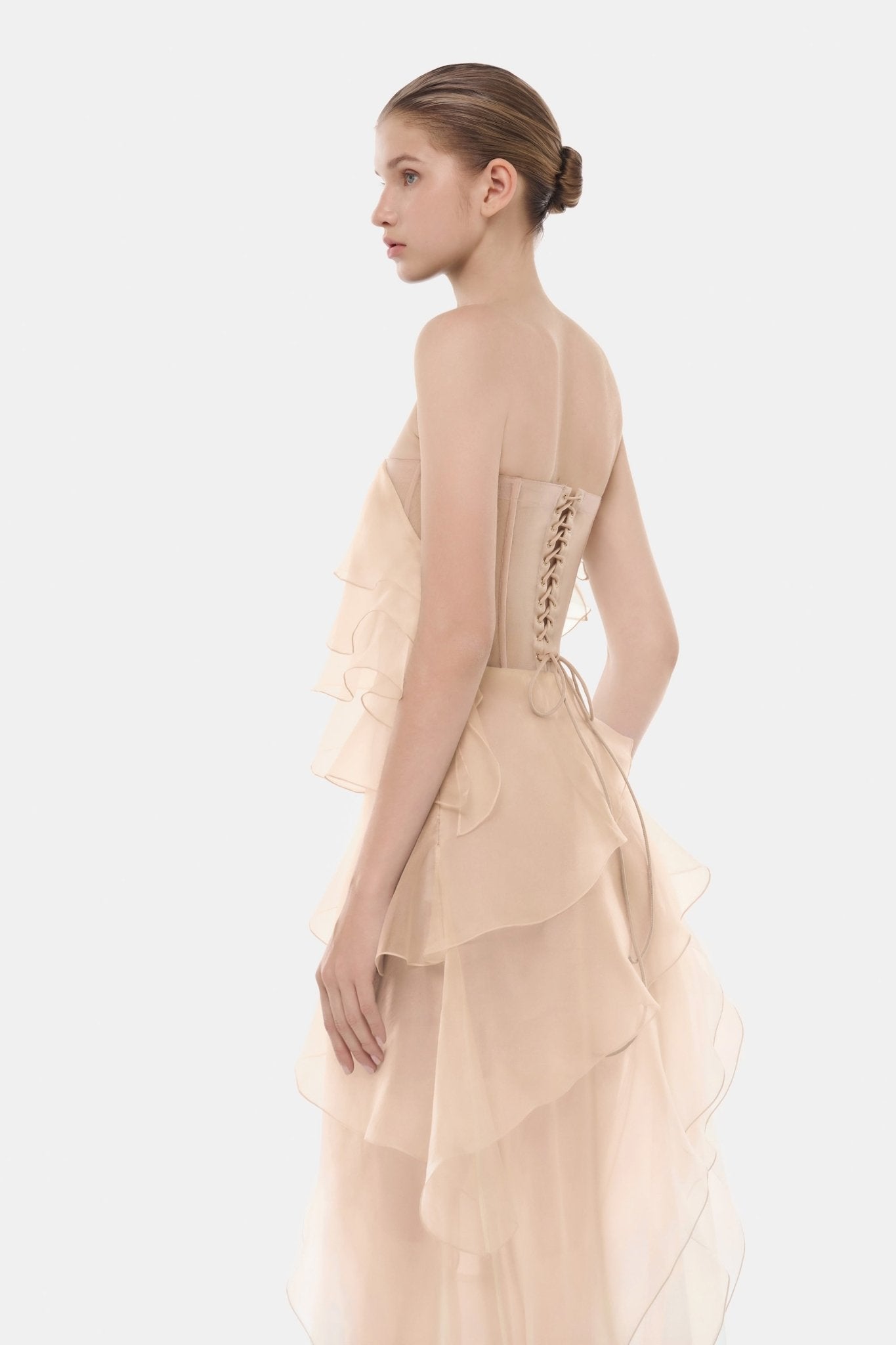 Peach Tiered Strapless Dress - Montsand