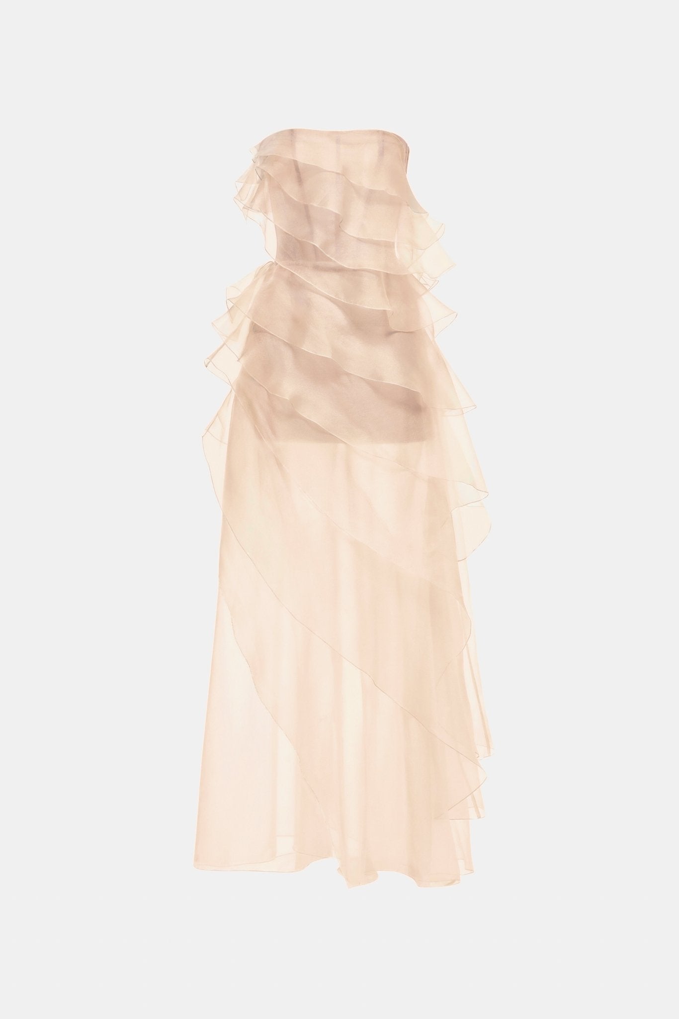 Peach Tiered Strapless Dress - Montsand