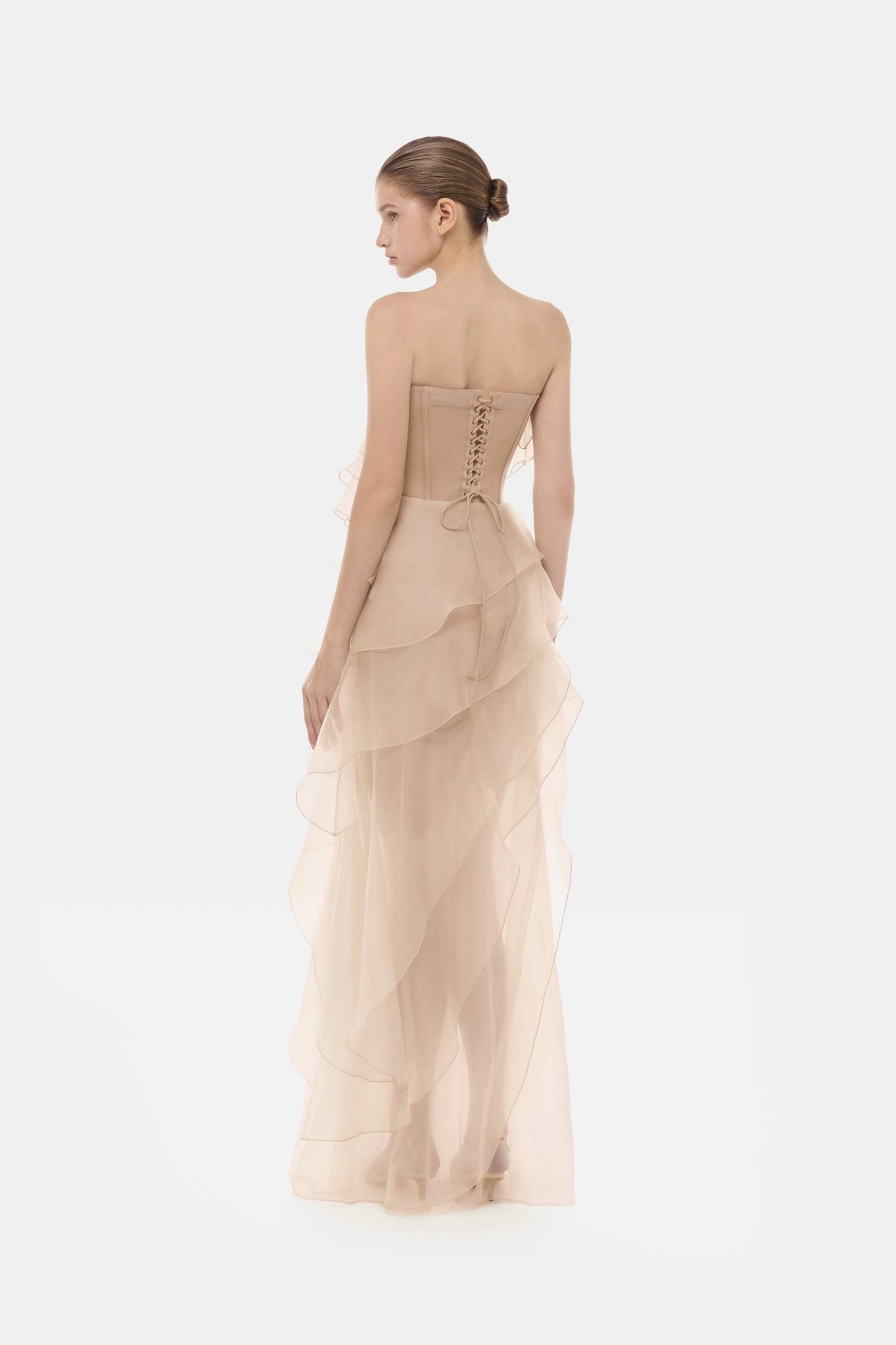 Peach Tiered Strapless Dress - Montsand