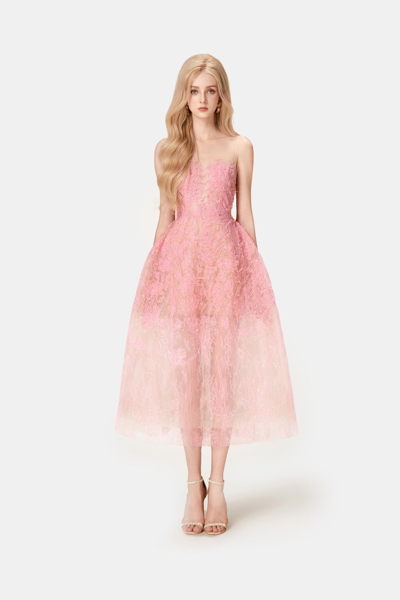 pink and lace dress Love Me Pink Lace Long Sleeve Mini Dress - US 8