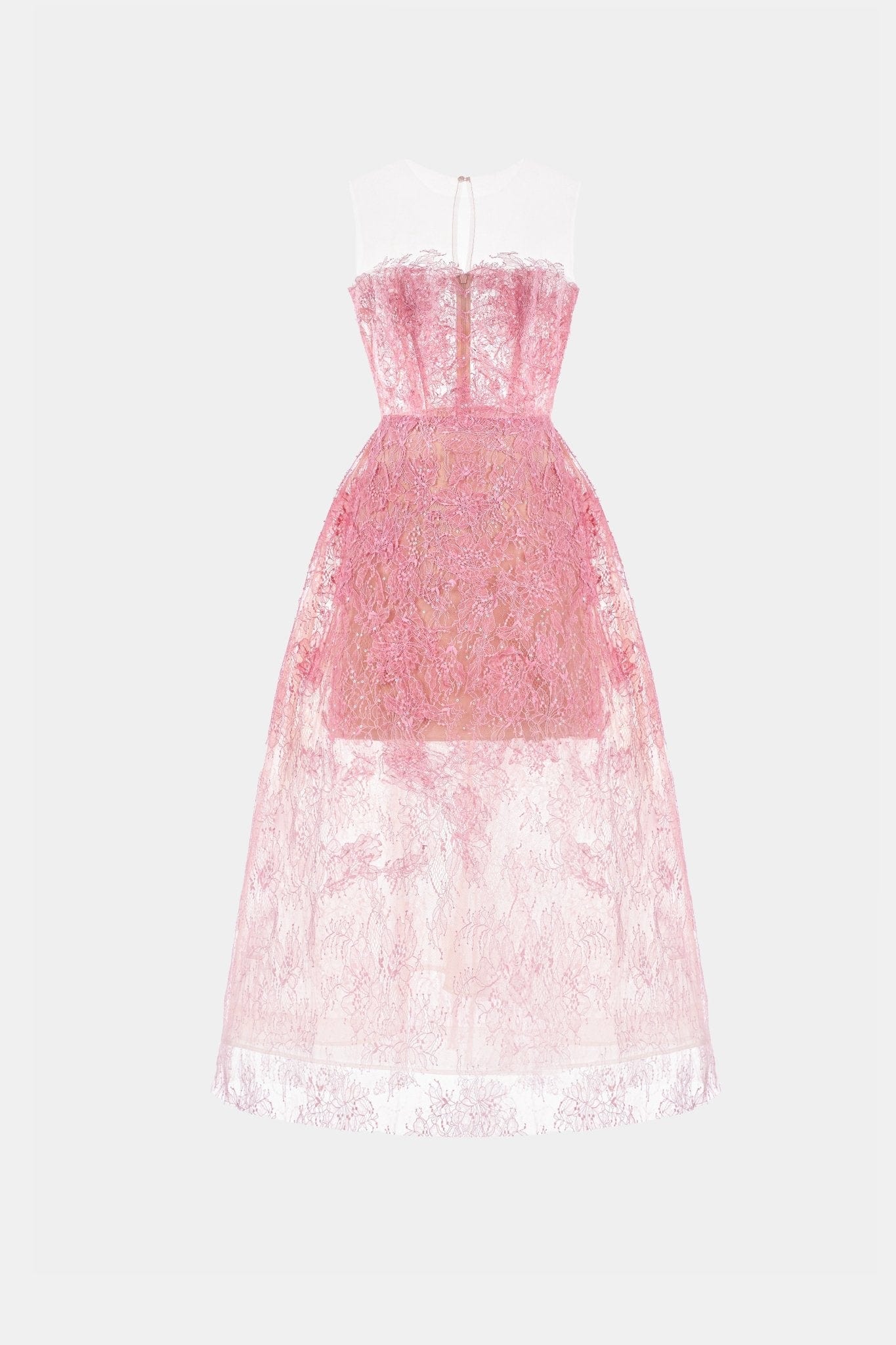 Pink Beaded Lace Dress - Montsand
