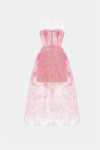 Pink Beaded Lace Dress - Montsand