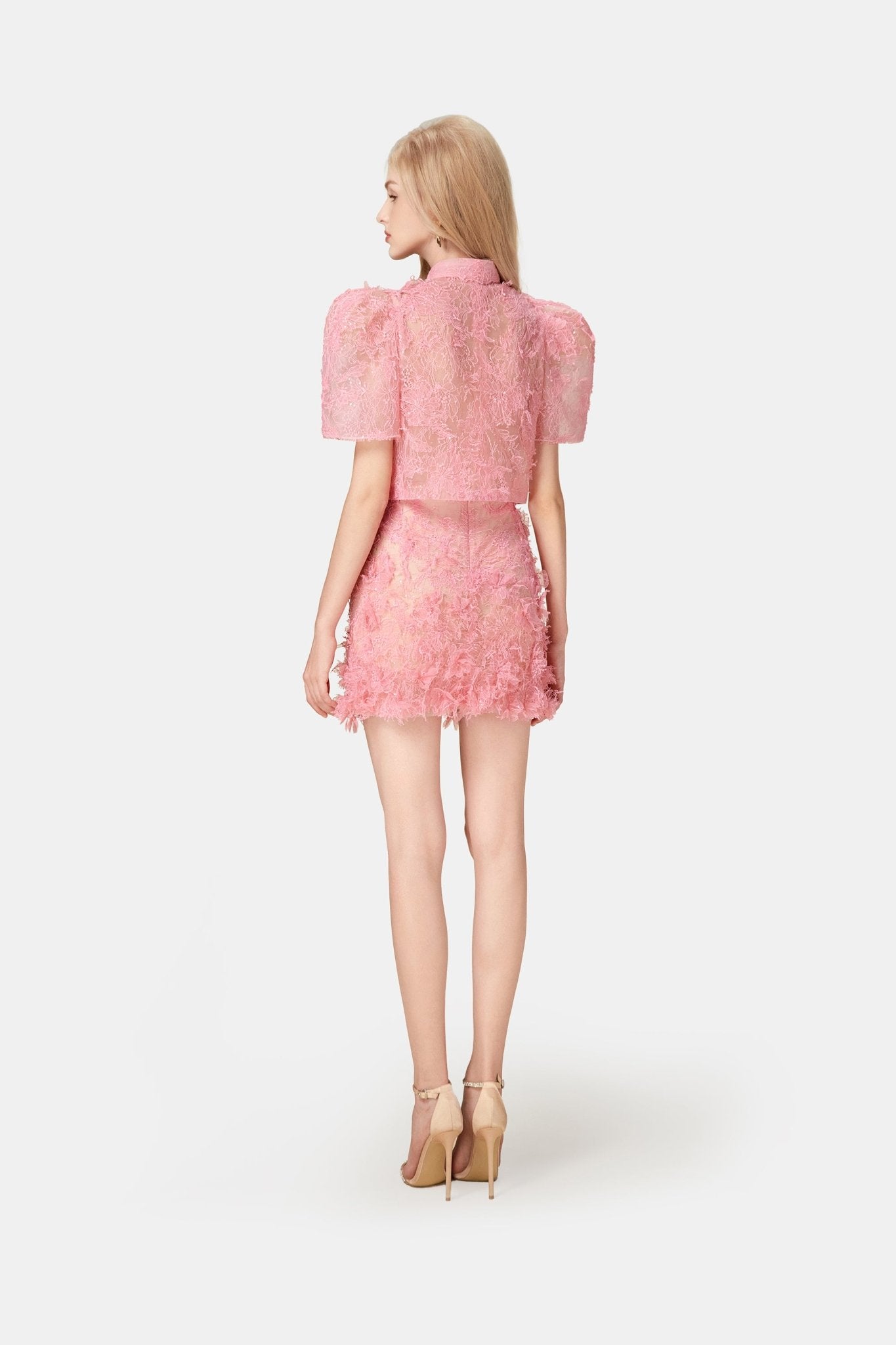 Pink Beaded Lace Skirt - Montsand