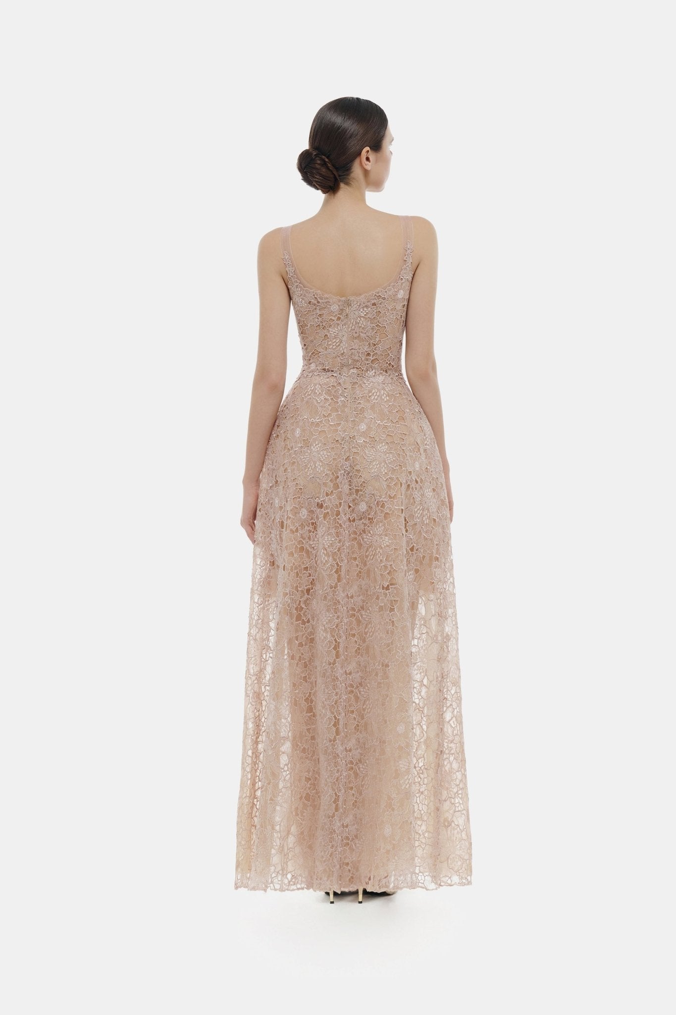 pink maxi dress lace Pink Flower Lace Maxi Dress M