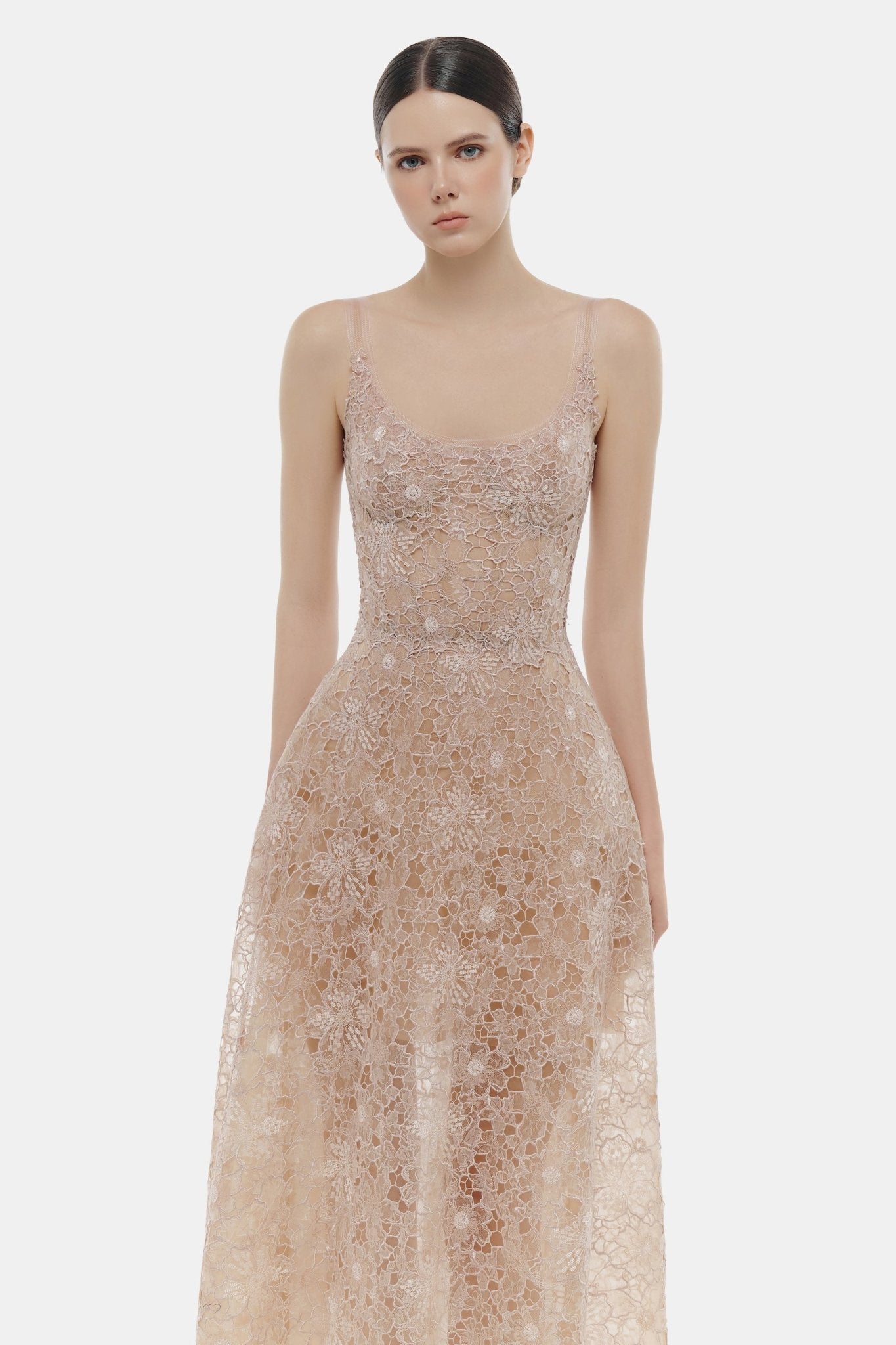 flower lace dress Pink Flower Lace Maxi Dress M