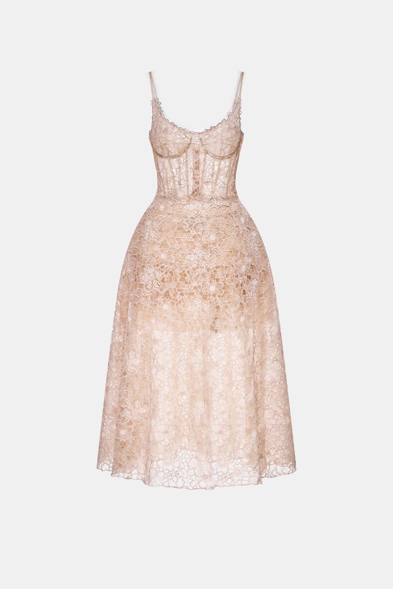 Pink Flower Lace Midi Dress Dresses Montsand