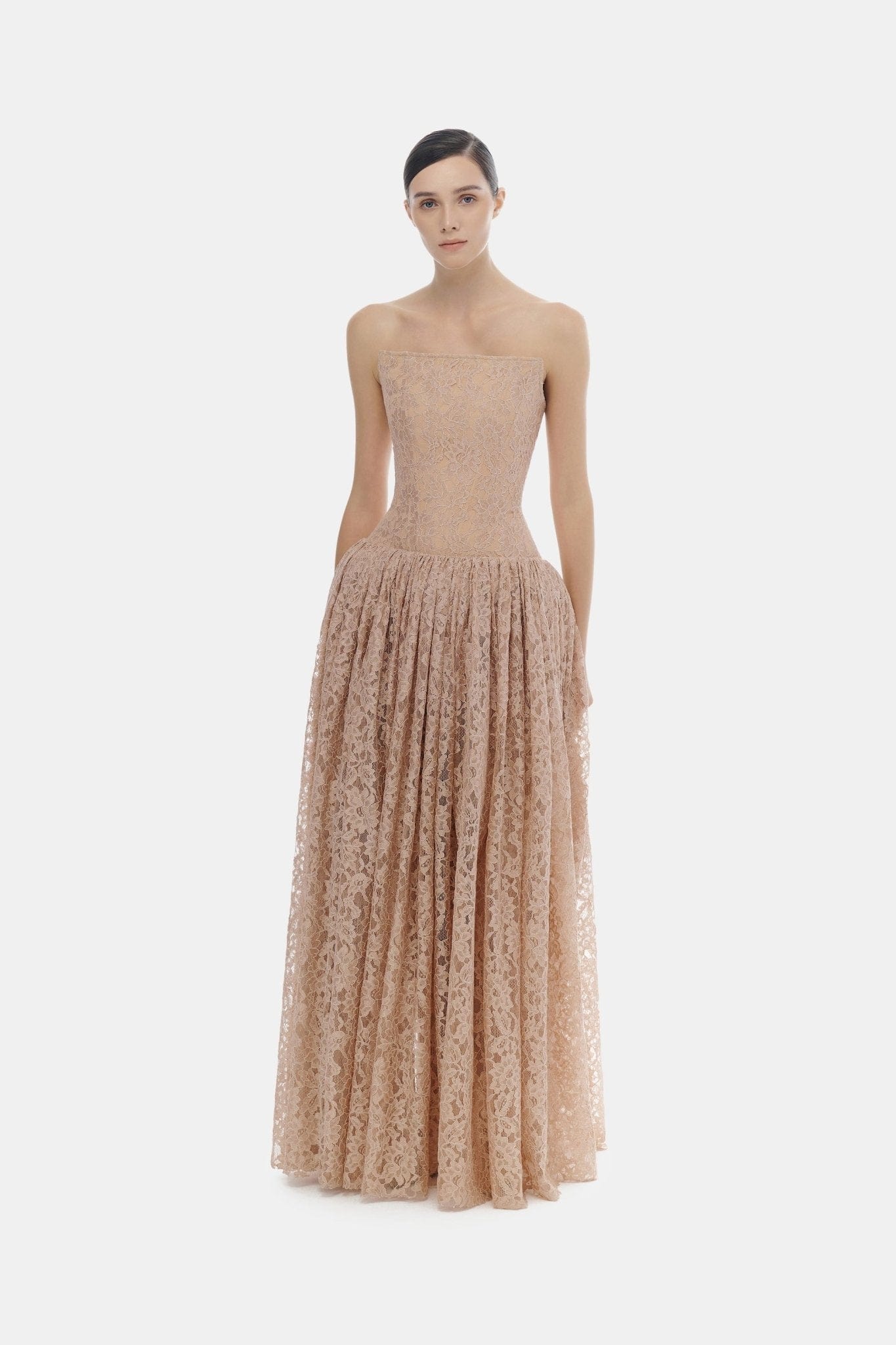 Pink Lace Corset Maxi Dress - Montsand