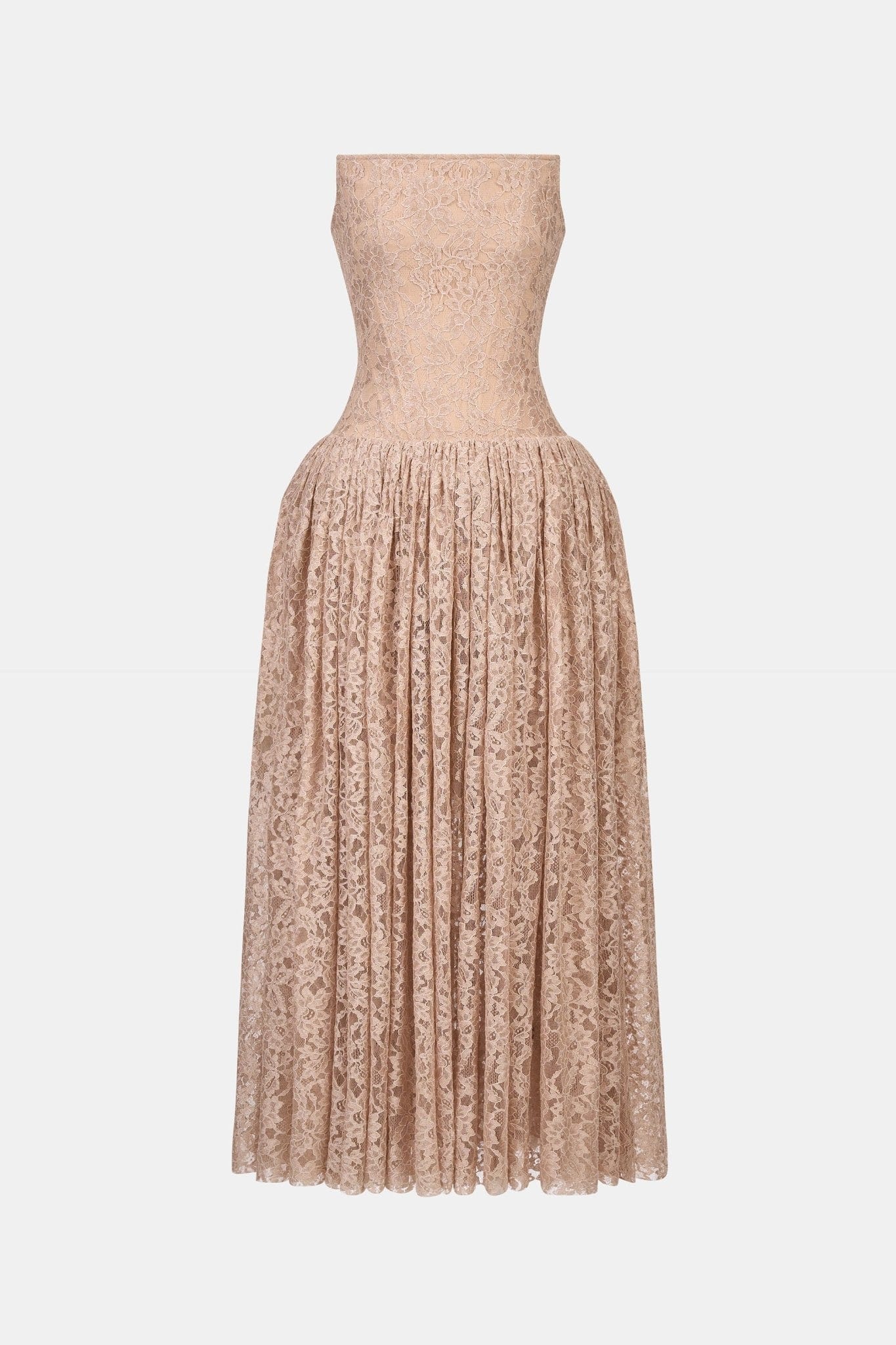 Pink Lace Corset Midi Dress - Montsand