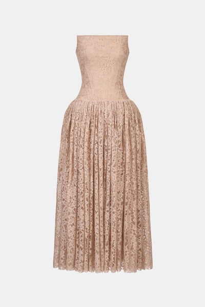 Pink Lace Corset Midi Dress XXL