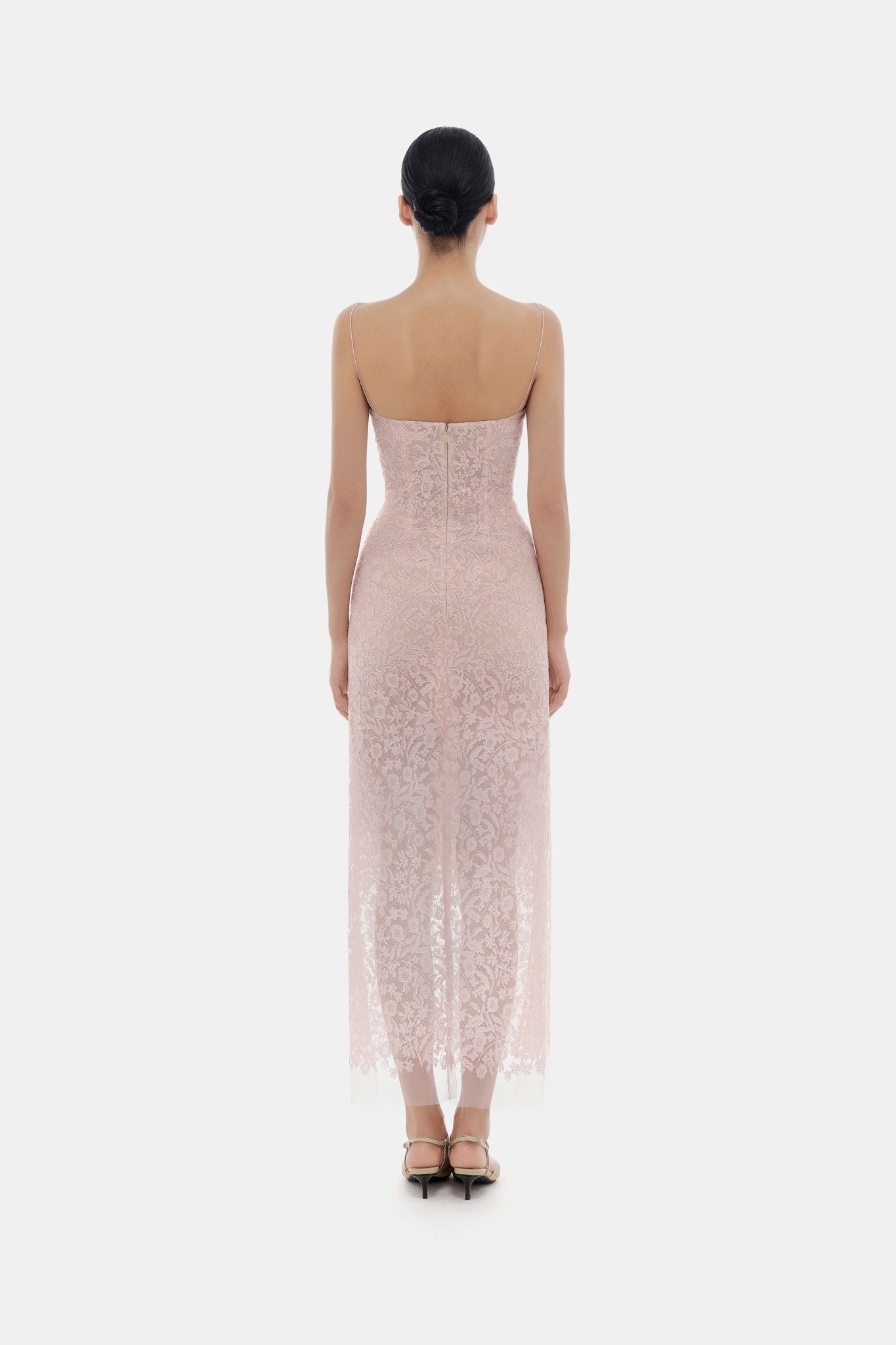 Pink Lace Midi Dress - Montsand