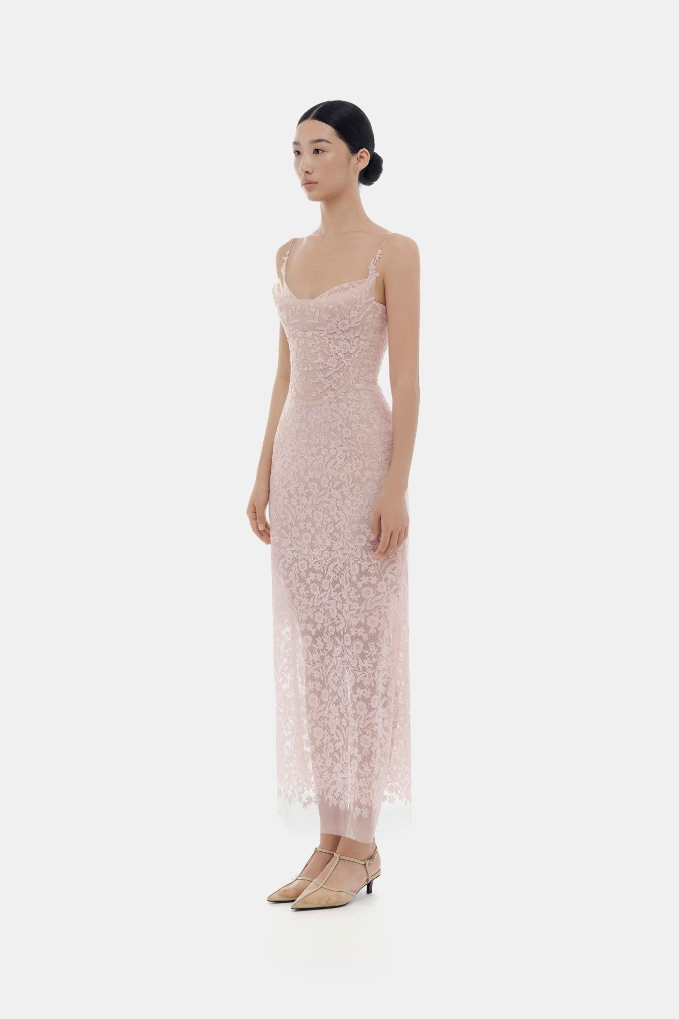 Pink Lace Midi Dress - Montsand