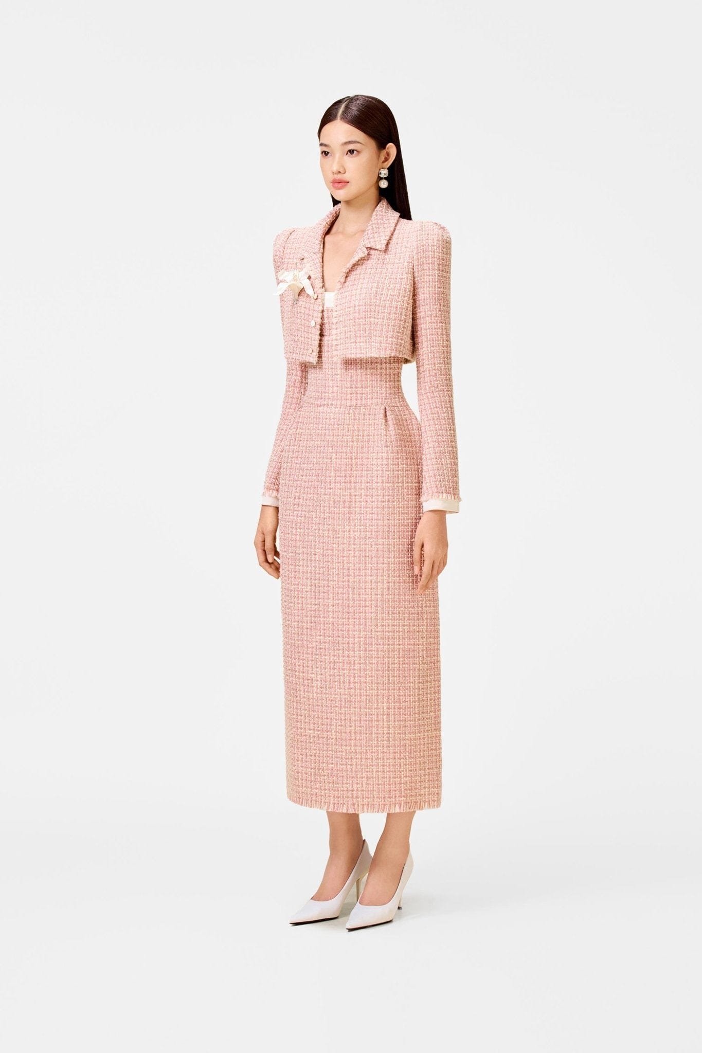 Pink Tweed Crop Jacket - Montsand