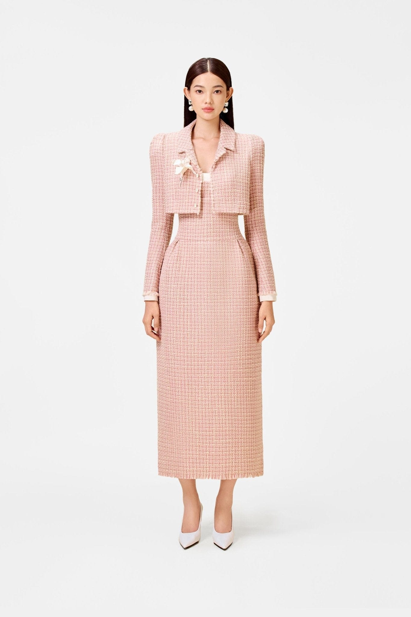 Pink Tweed Crop Jacket - Montsand