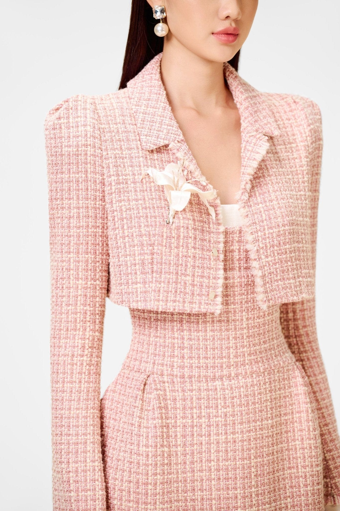Pink Tweed Crop Jacket - Montsand