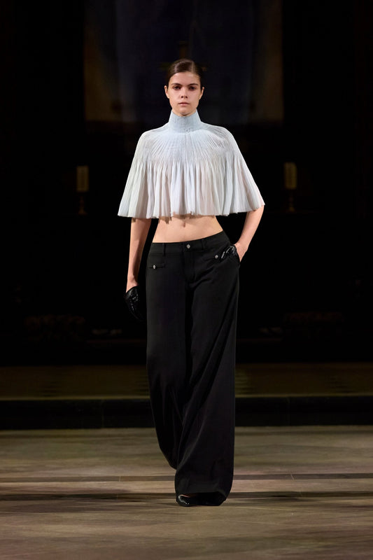 Pleated Croptop Wide Leg Pants Set - Montsand