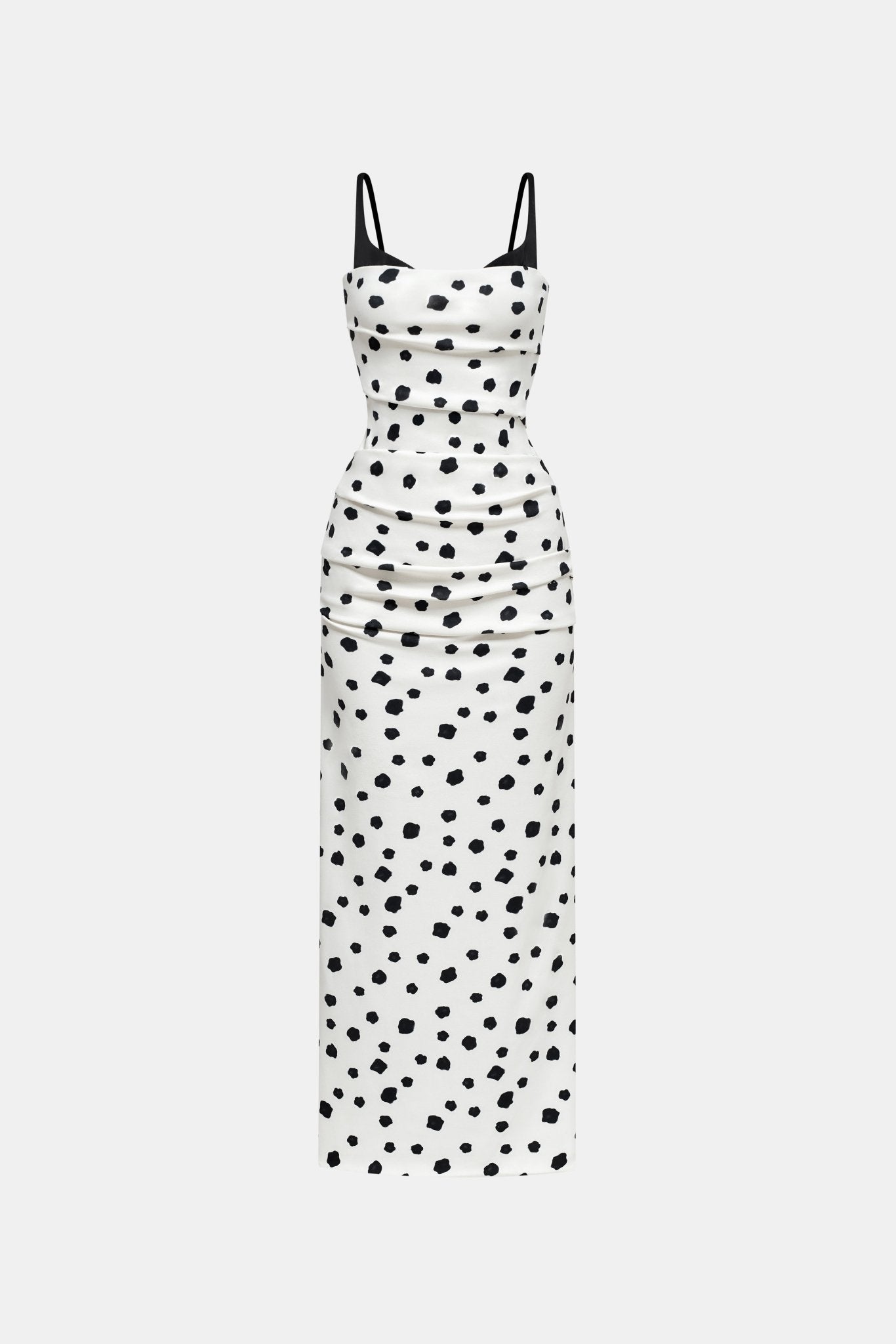Polka Dot Draped Midi Dress Dresses Montsand