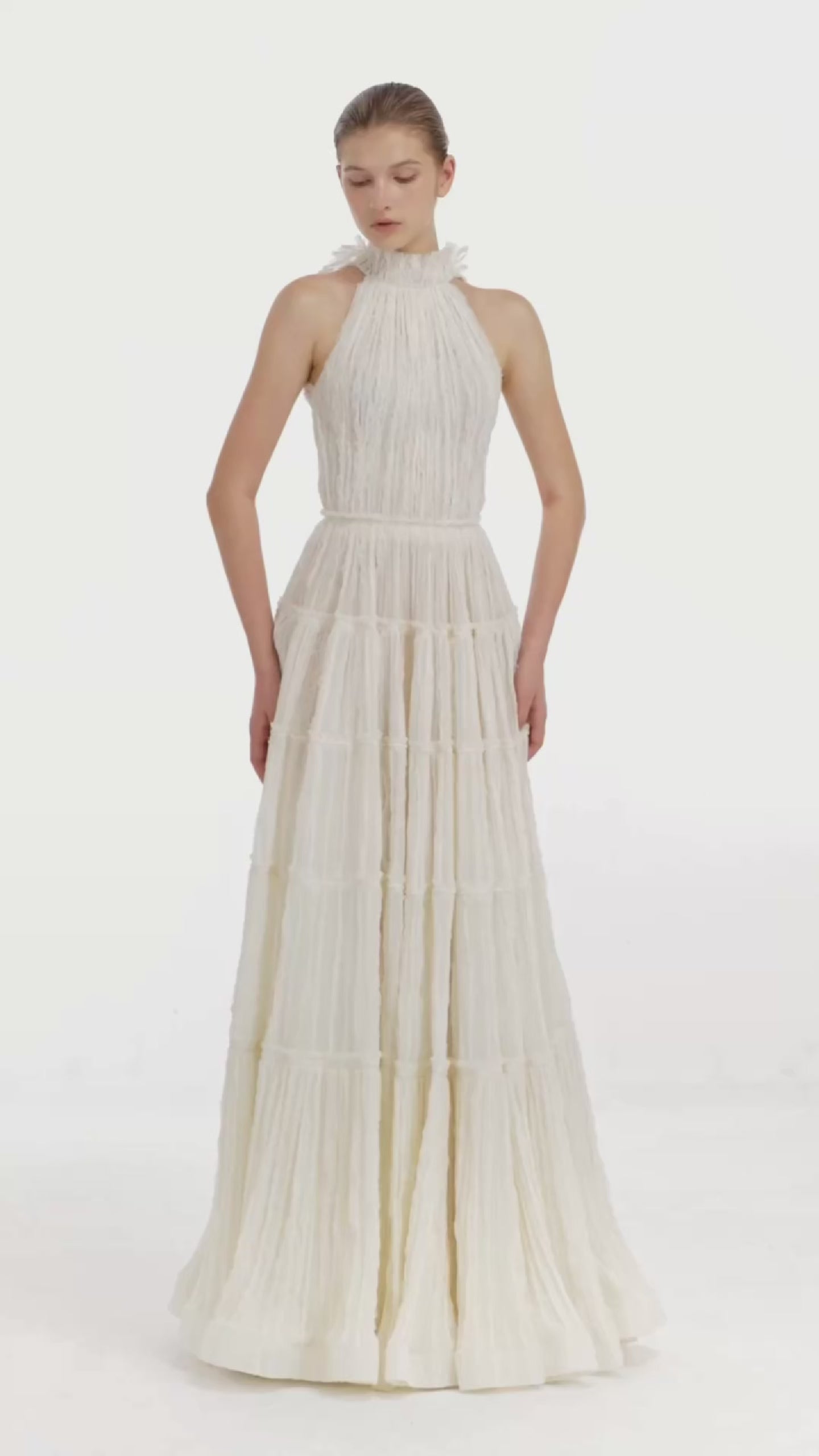Ivory Tiered Halter Maxi Dress – Montsand