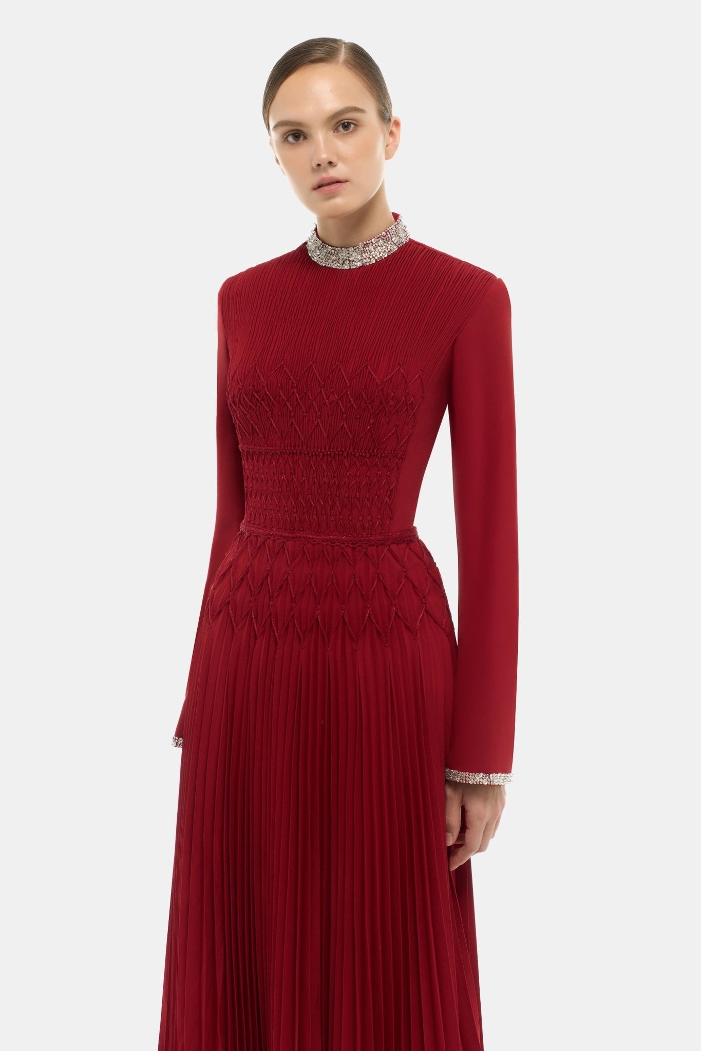 Red Smocked Maxi Dress - Montsand