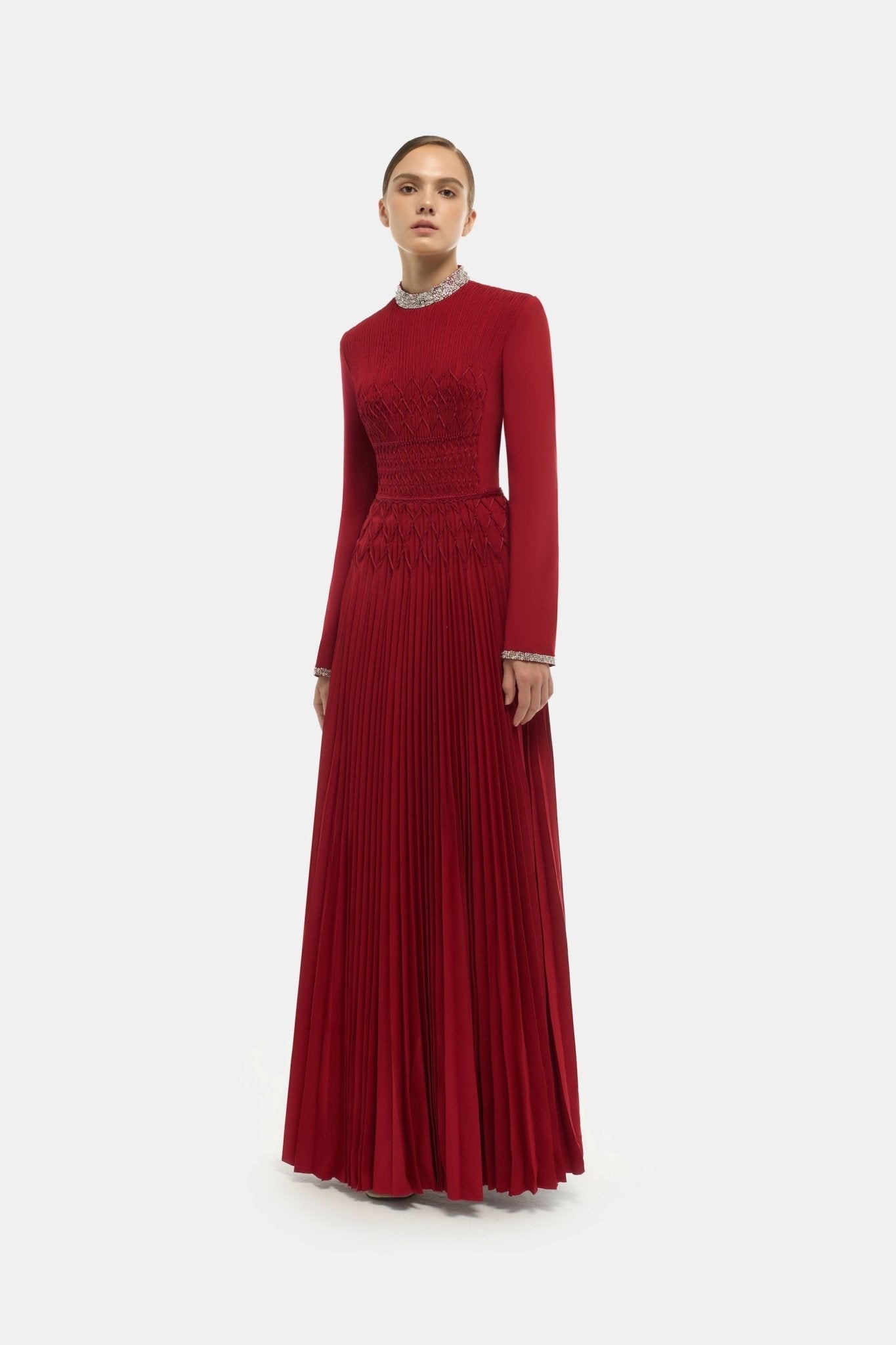 Red Smocked Maxi Dress - Montsand