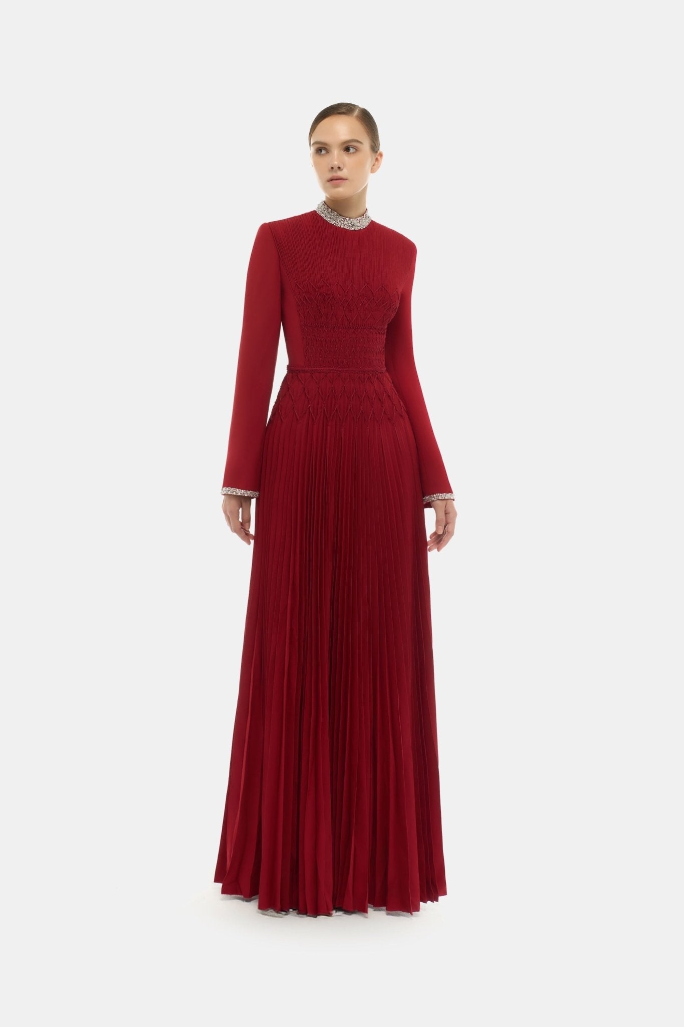 Red Smocked Maxi Dress - Montsand