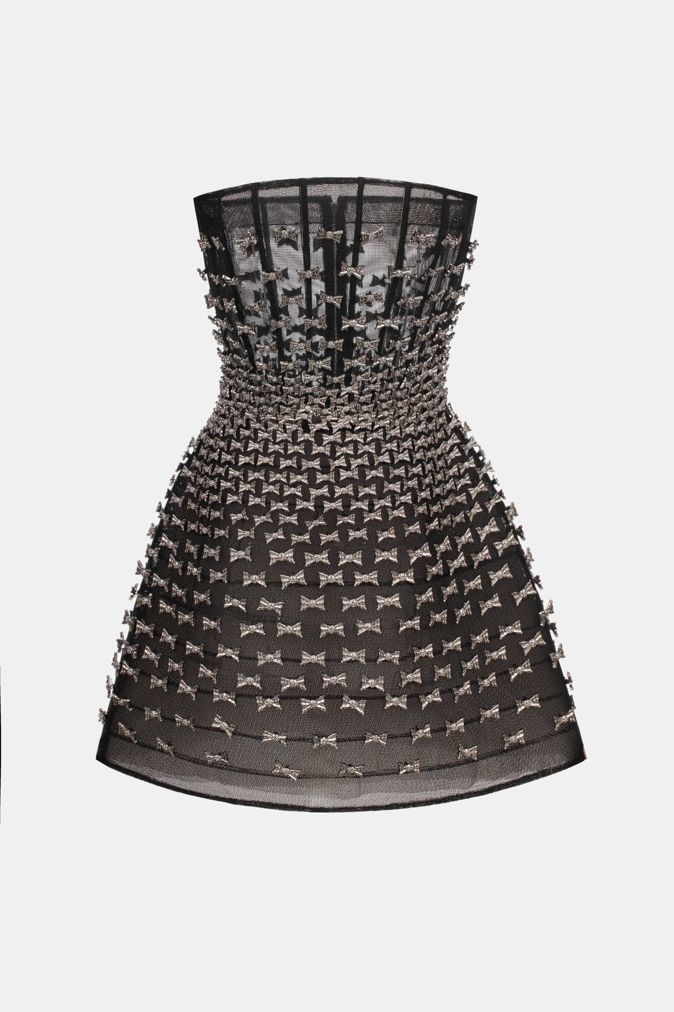 Silver Bow Strapless Mini Dress - Montsand