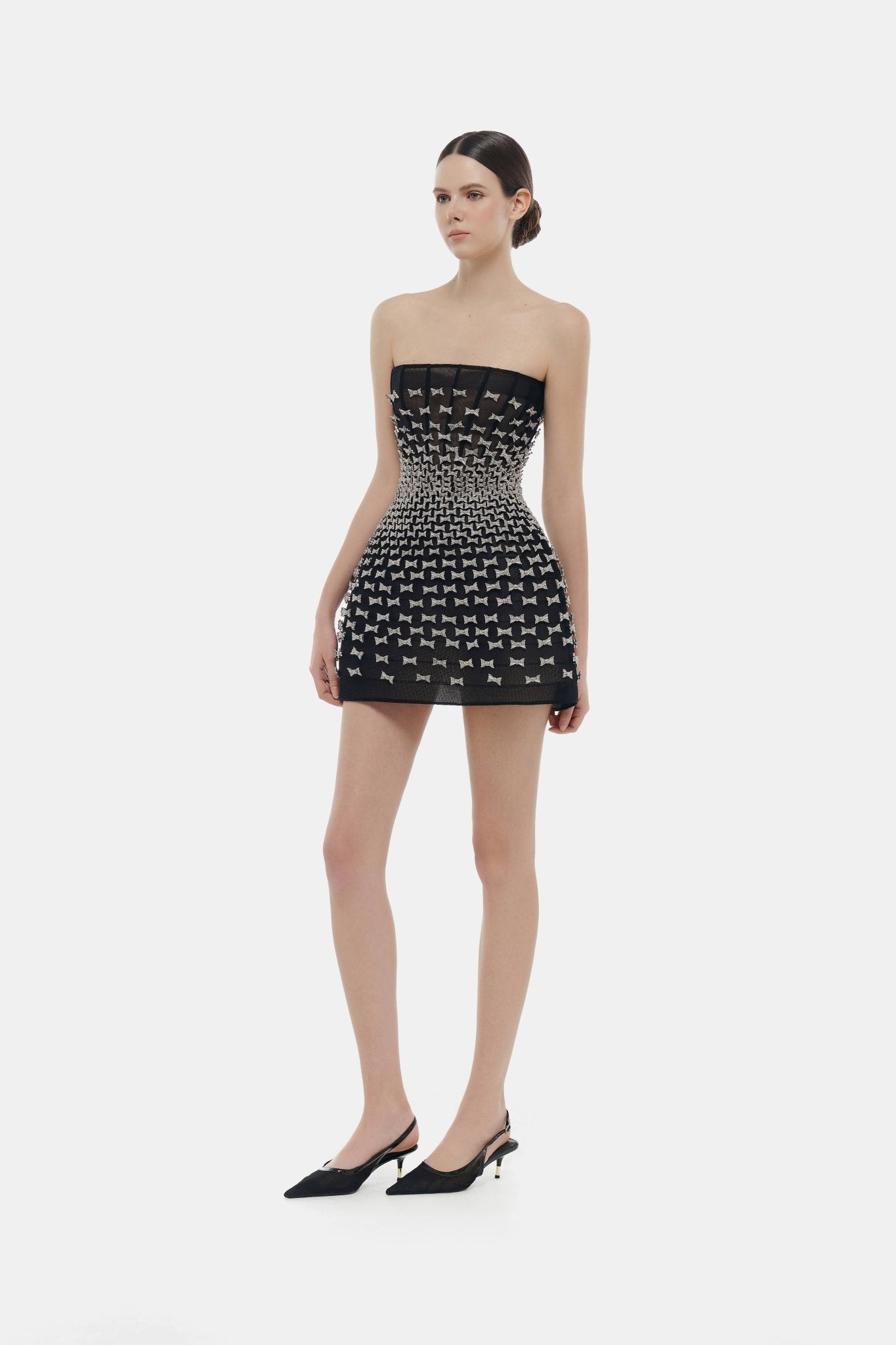 Silver Bow Strapless Mini Dress - Montsand