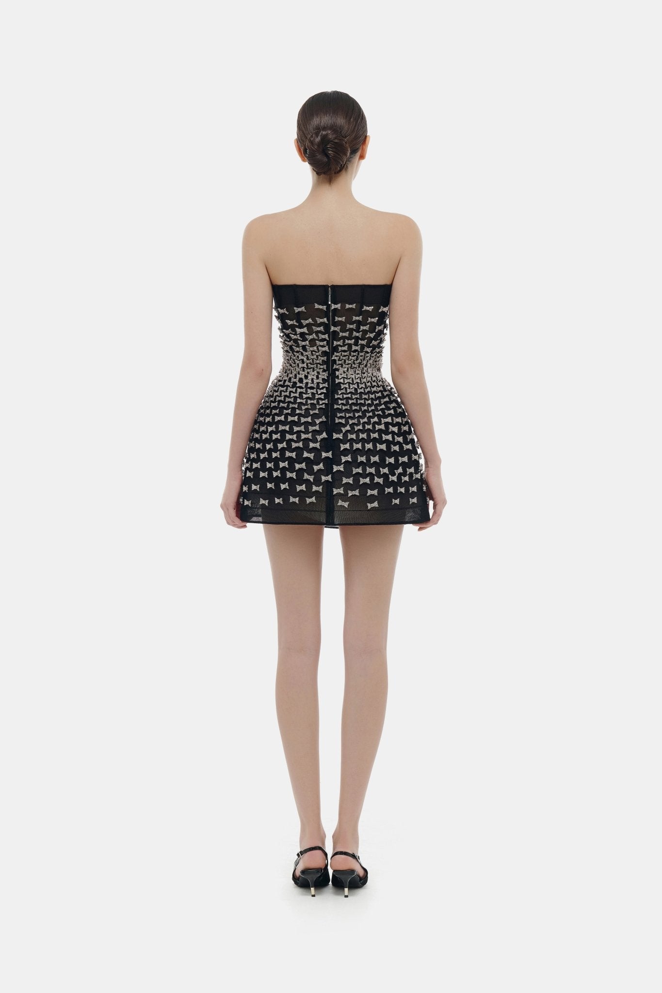 Silver Bow Strapless Mini Dress - Montsand