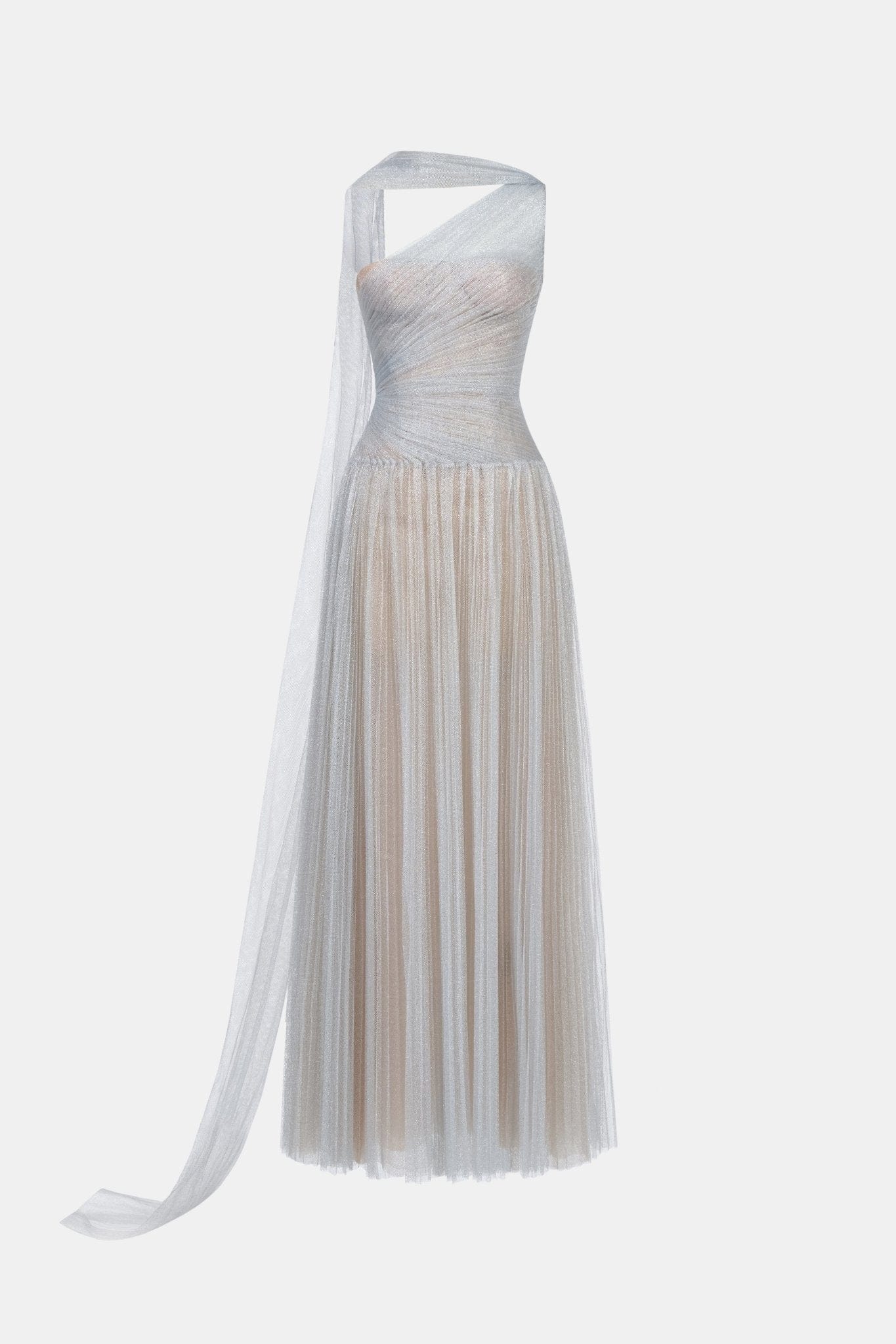 Silver Draped Maxi Dress - Montsand