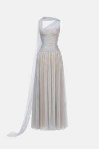 Silver Draped Maxi Dress - Montsand