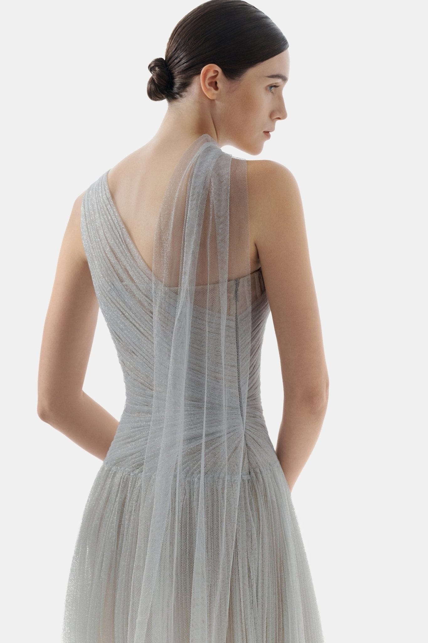 Silver Draped Maxi Dress - Montsand